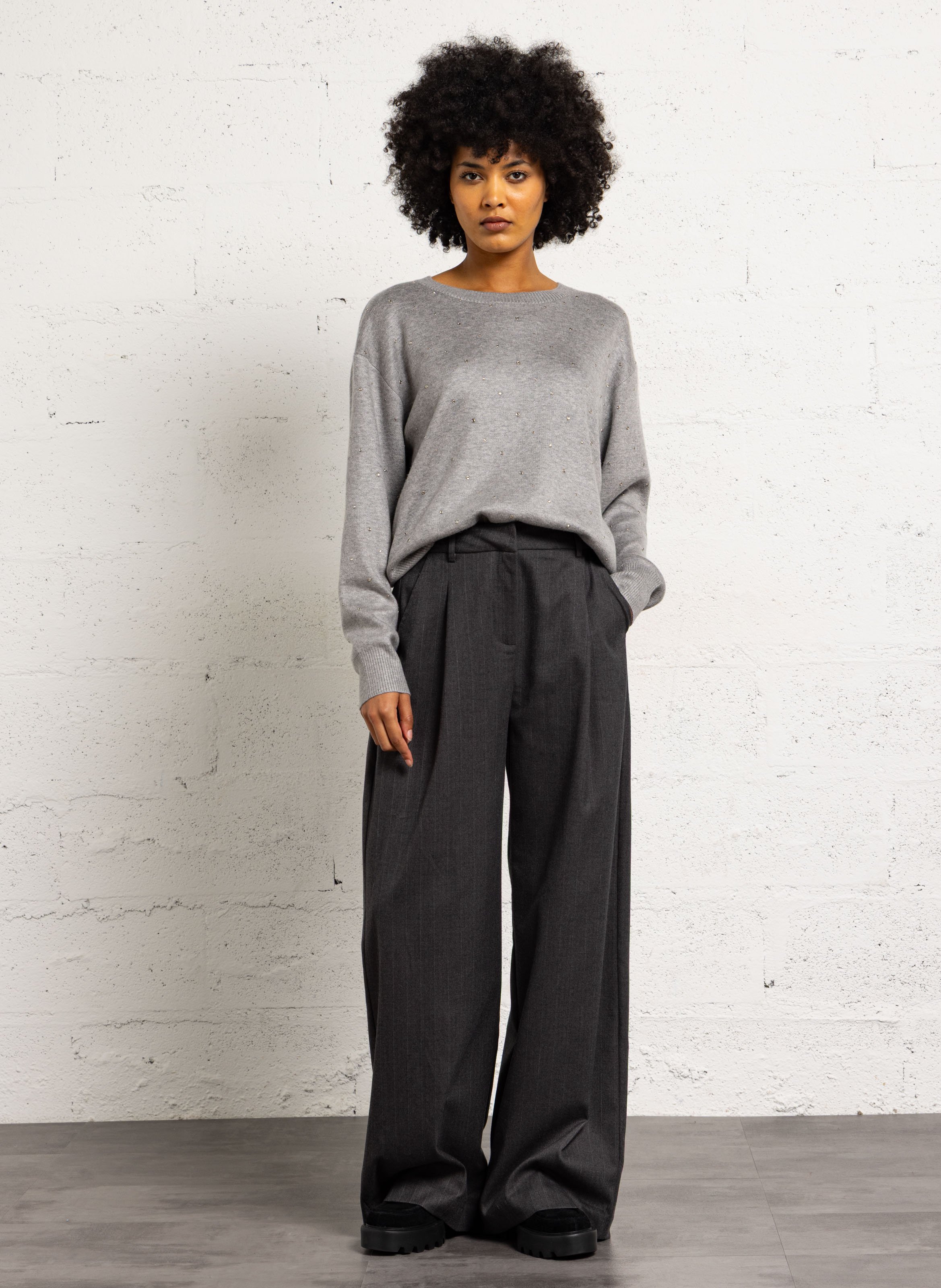 Azawood high-waisted wide-leg trousers SUNCOO Black