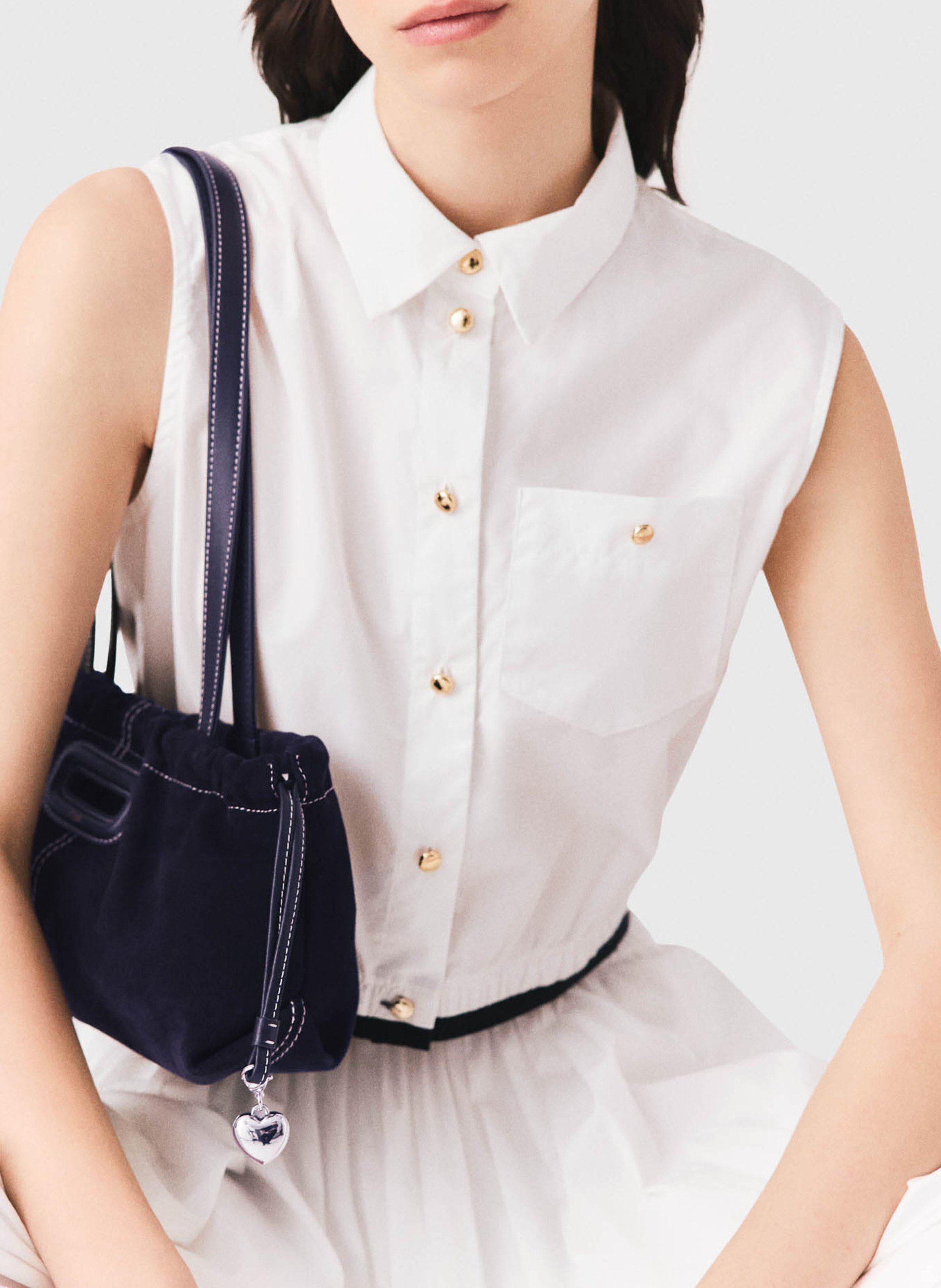 Chemise droite en coton MAJE Blanc