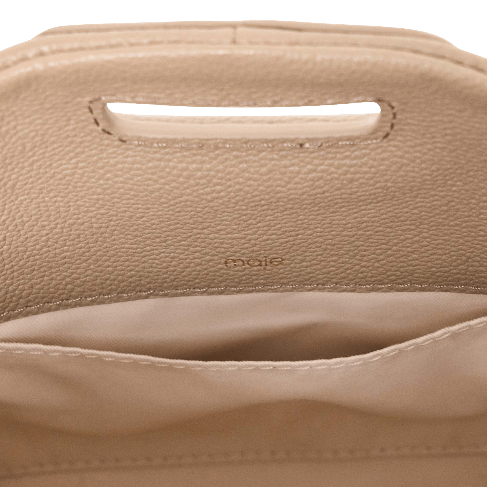 sac bandoulière à franges en cuir grainé MAJE Marron