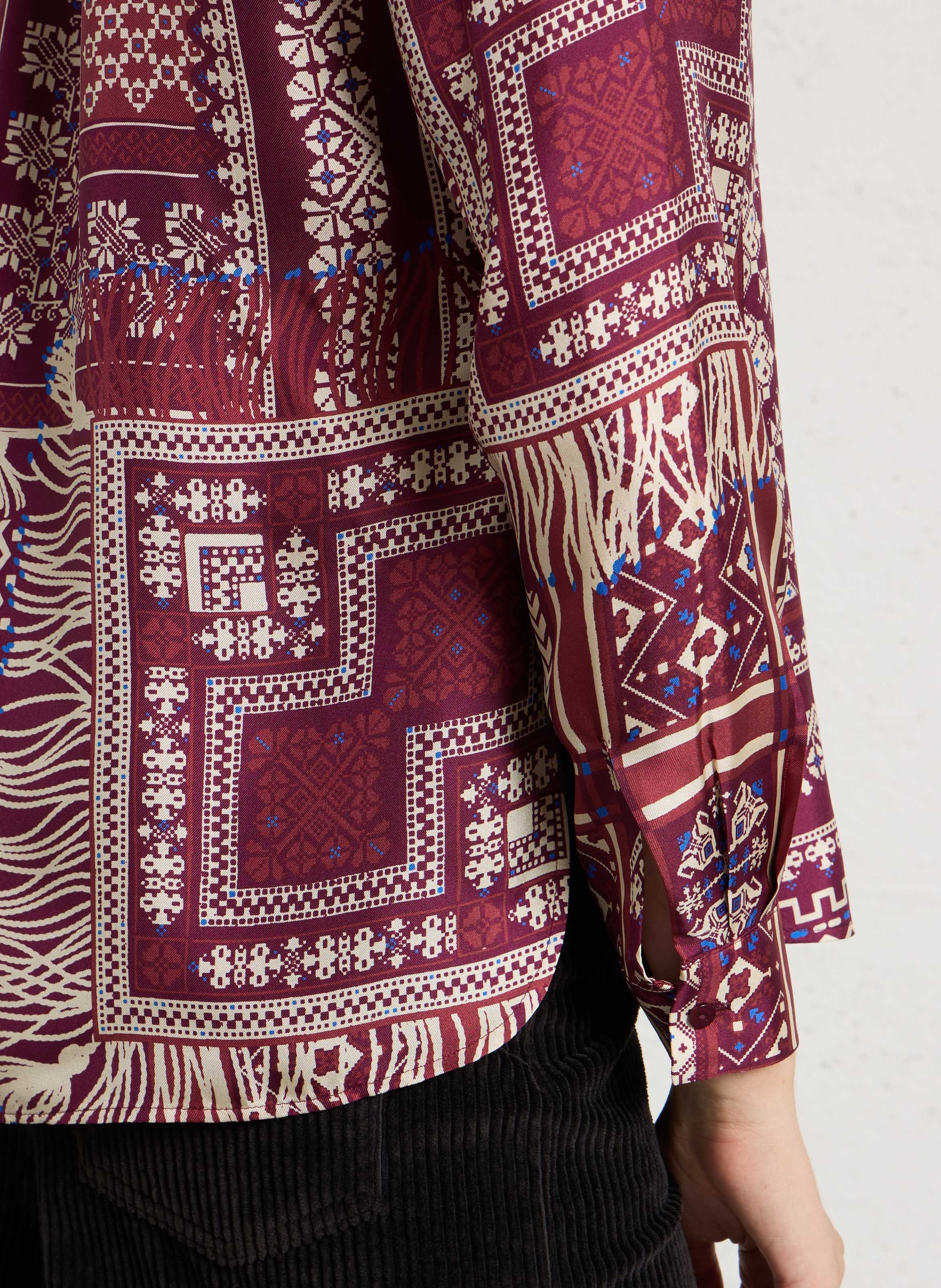 Oversized classic collar silk printed shirt MOMONI Red