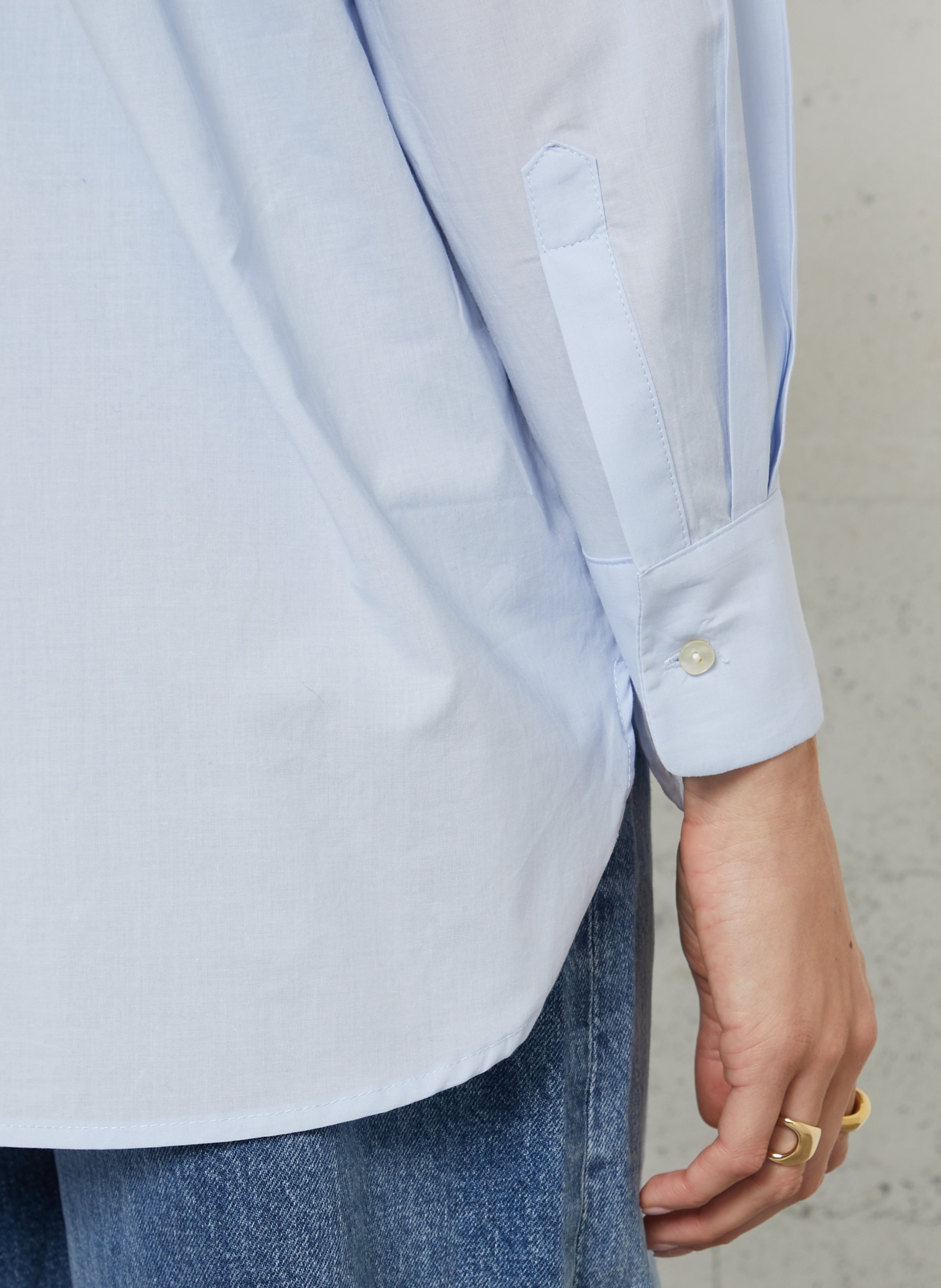 Round-neck striped cotton blouse JC SOPHIE Blue