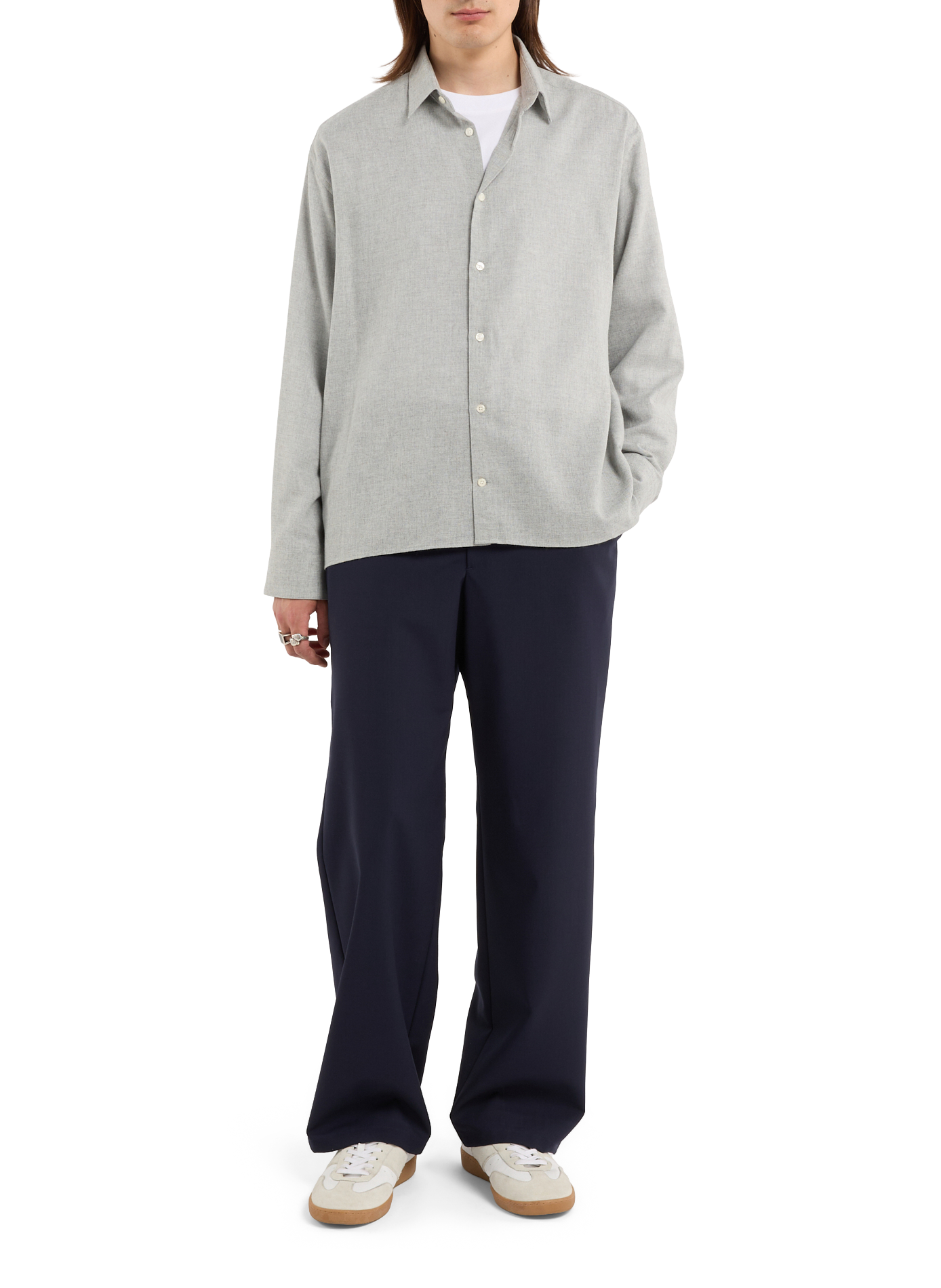 Solid straight button-up shirt SAISON 1865 Grey