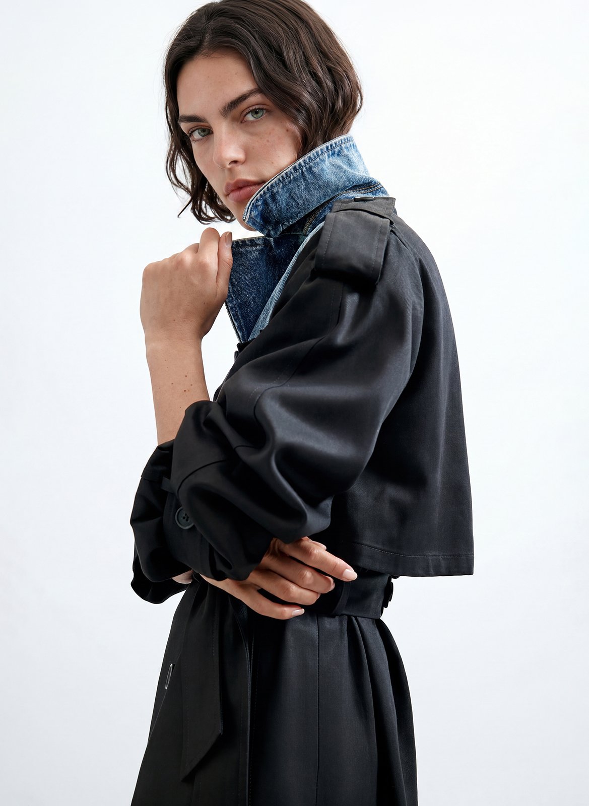 Trench col tailleur en coton mélangé DESIGUAL Noir