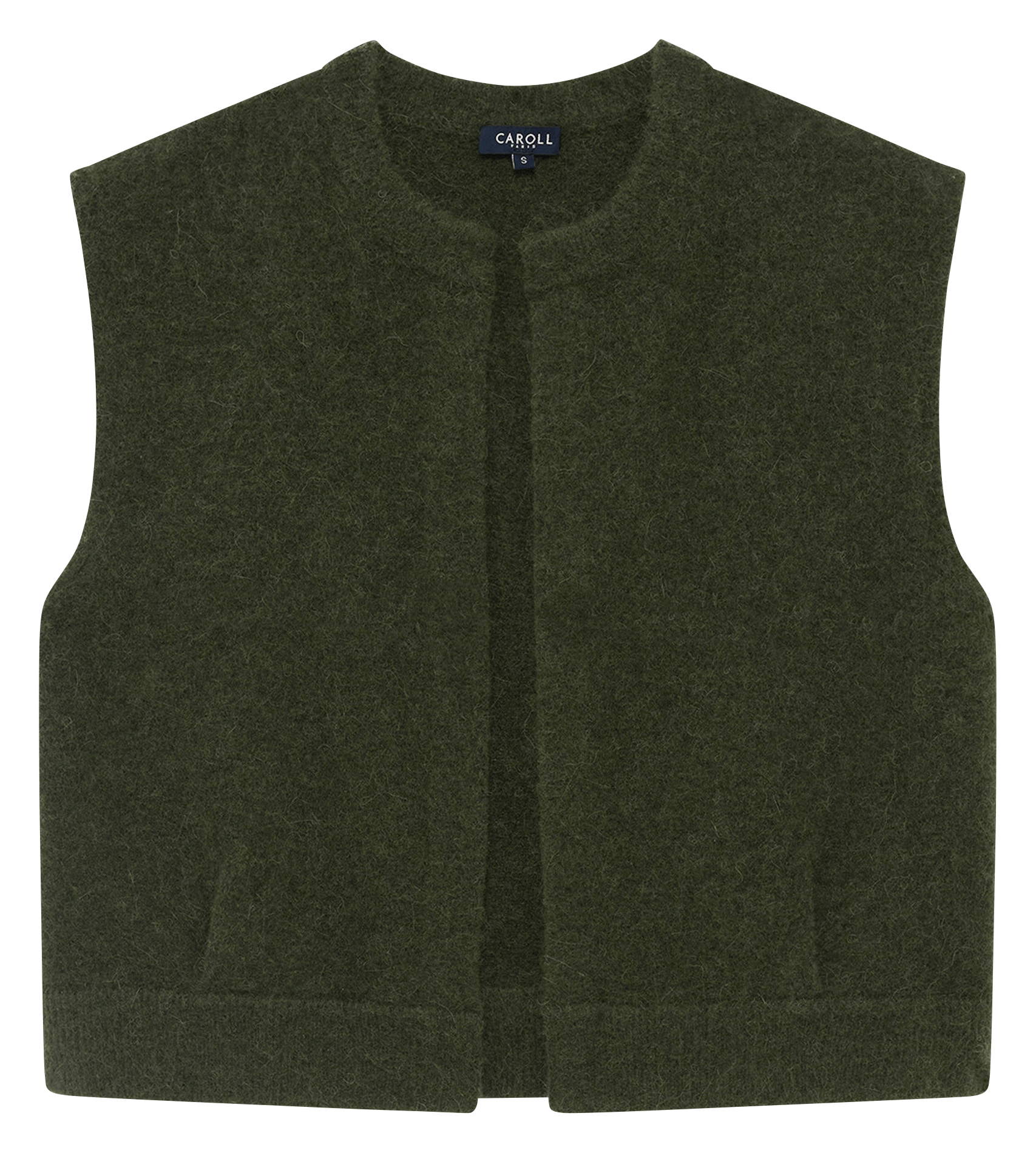 Gilet droit en laine mélangée CAROLL Kaki