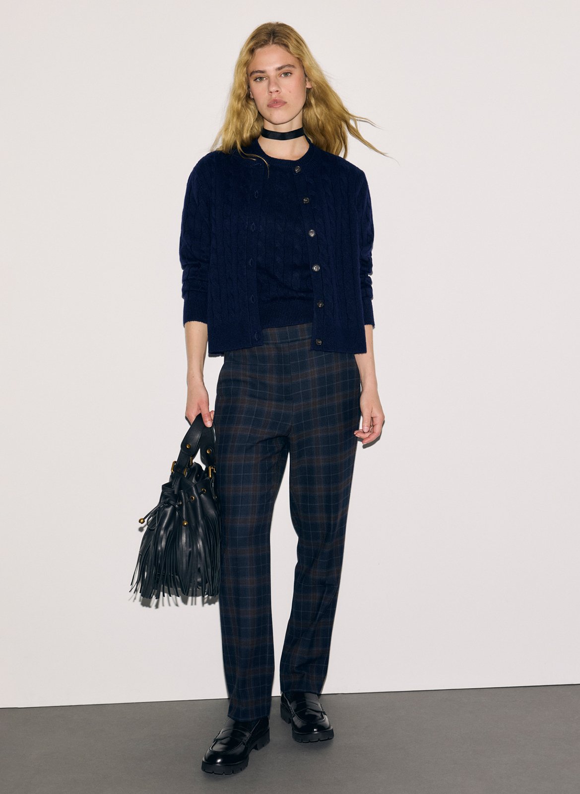 Pantalon à pinces à carreaux GERARD DAREL Bleu