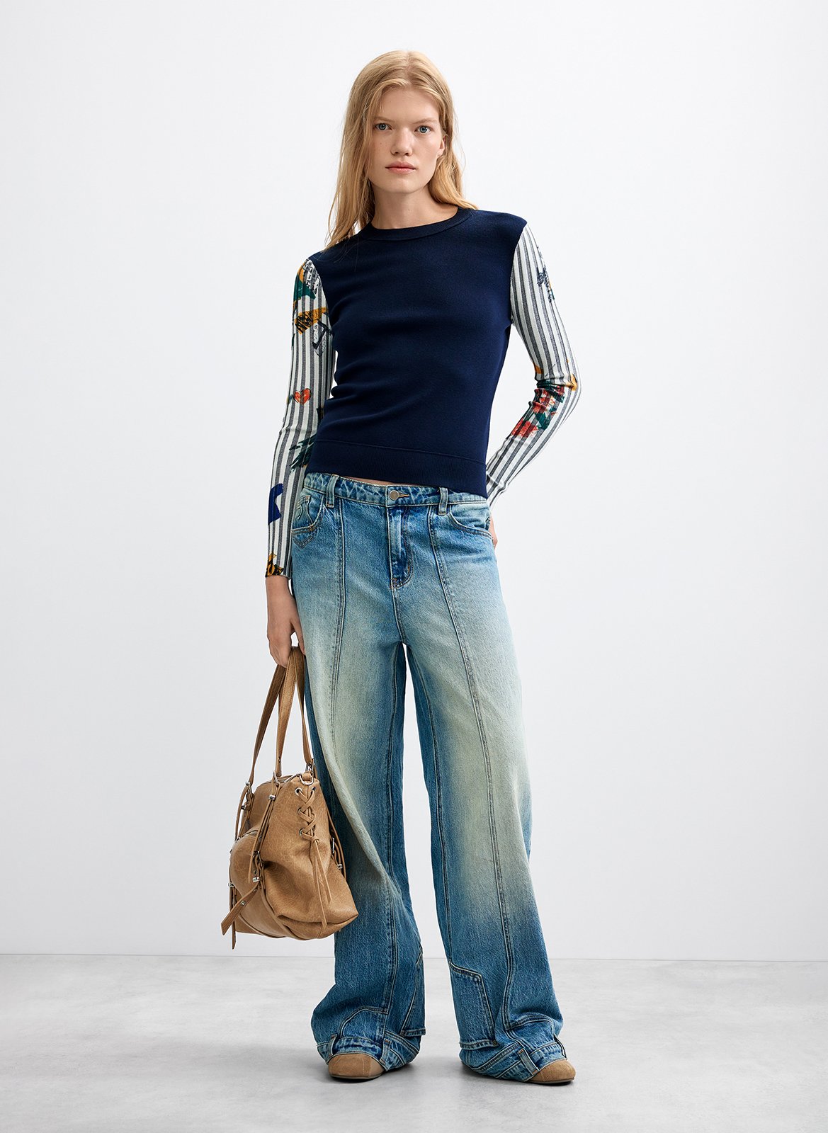 Pull col rond  DESIGUAL Bleu