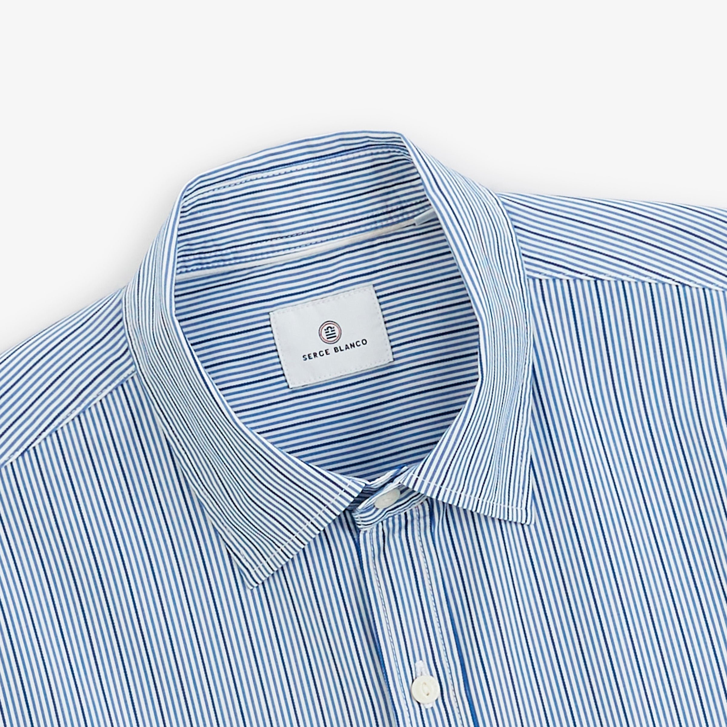 Long-sleeved blue striped cotton shirt SERGE BLANCO Blue