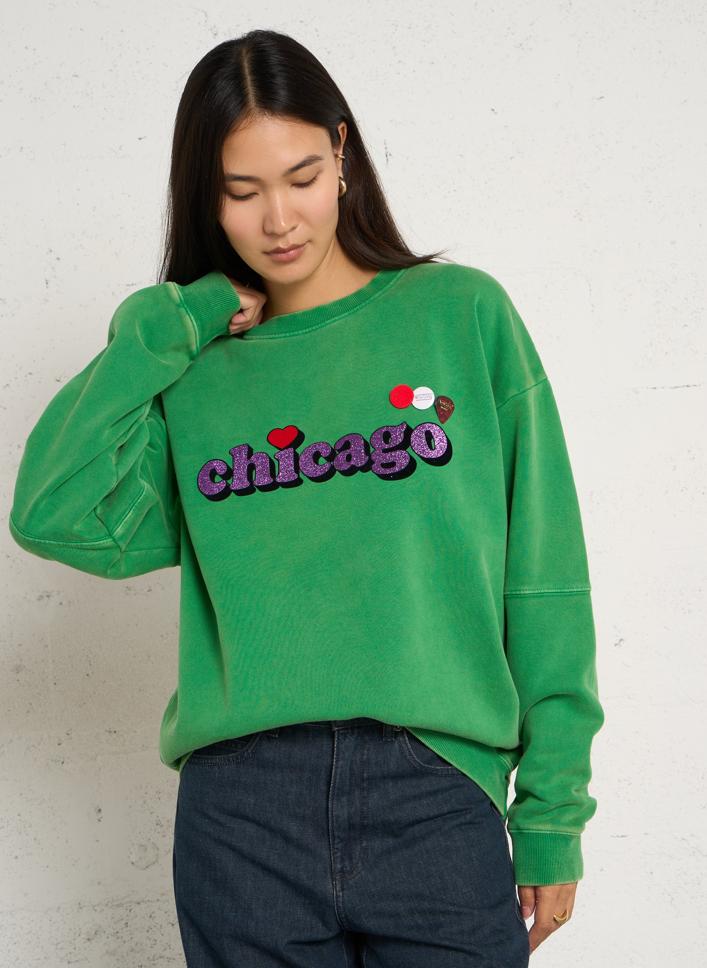 Sweater met ronde hals | katoenblend NEWTONE Groen