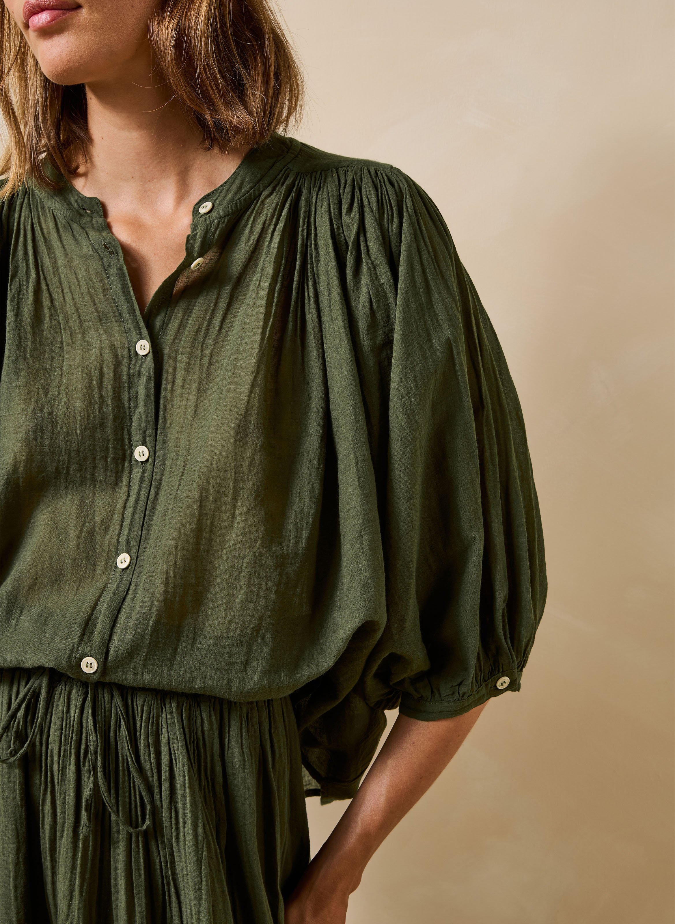 Oversized cotton shirt LA FEE MARABOUTEE Green