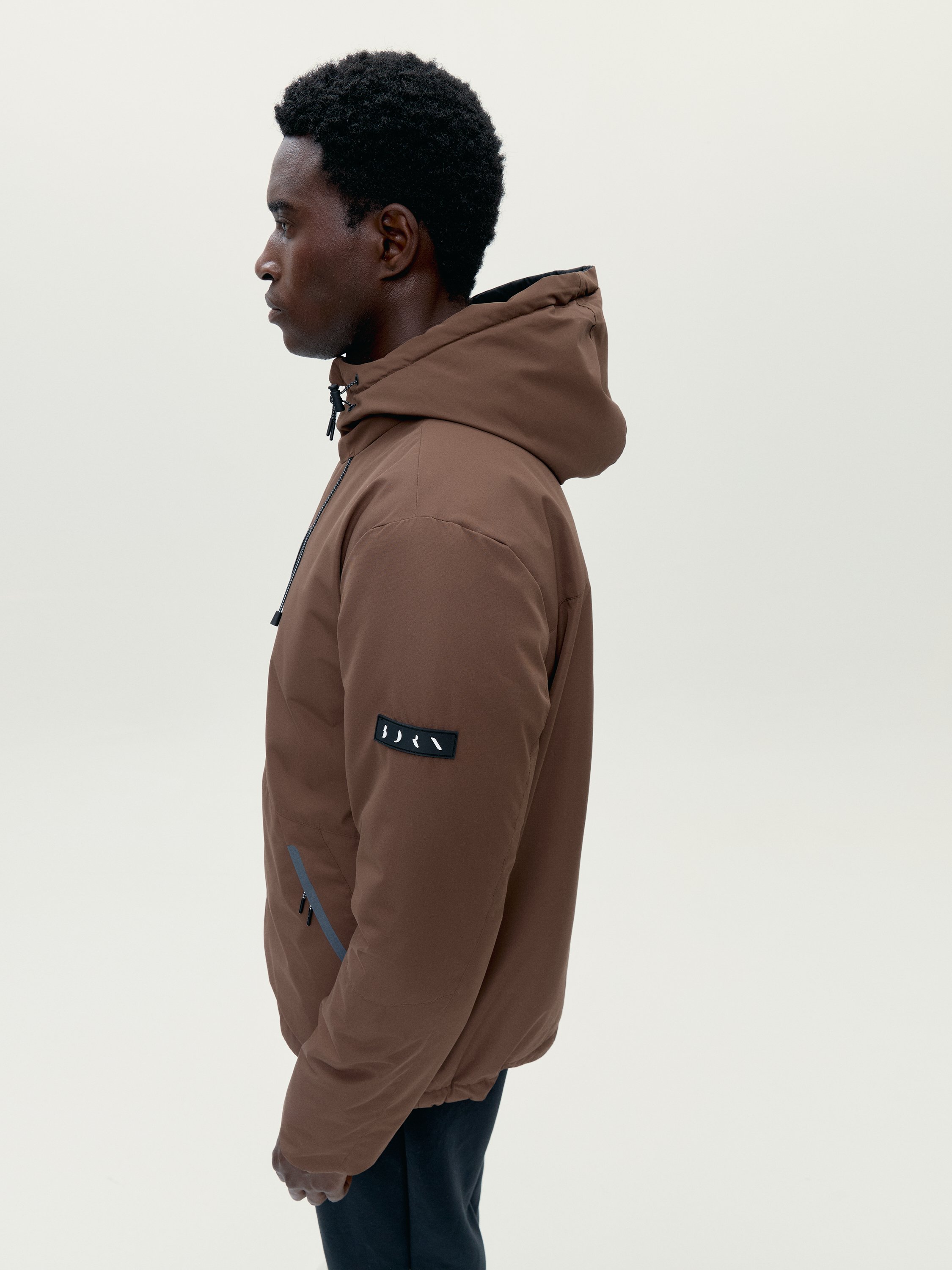 Men's sport jacket Volga with hood, reversible windbreaker. BORN Brown