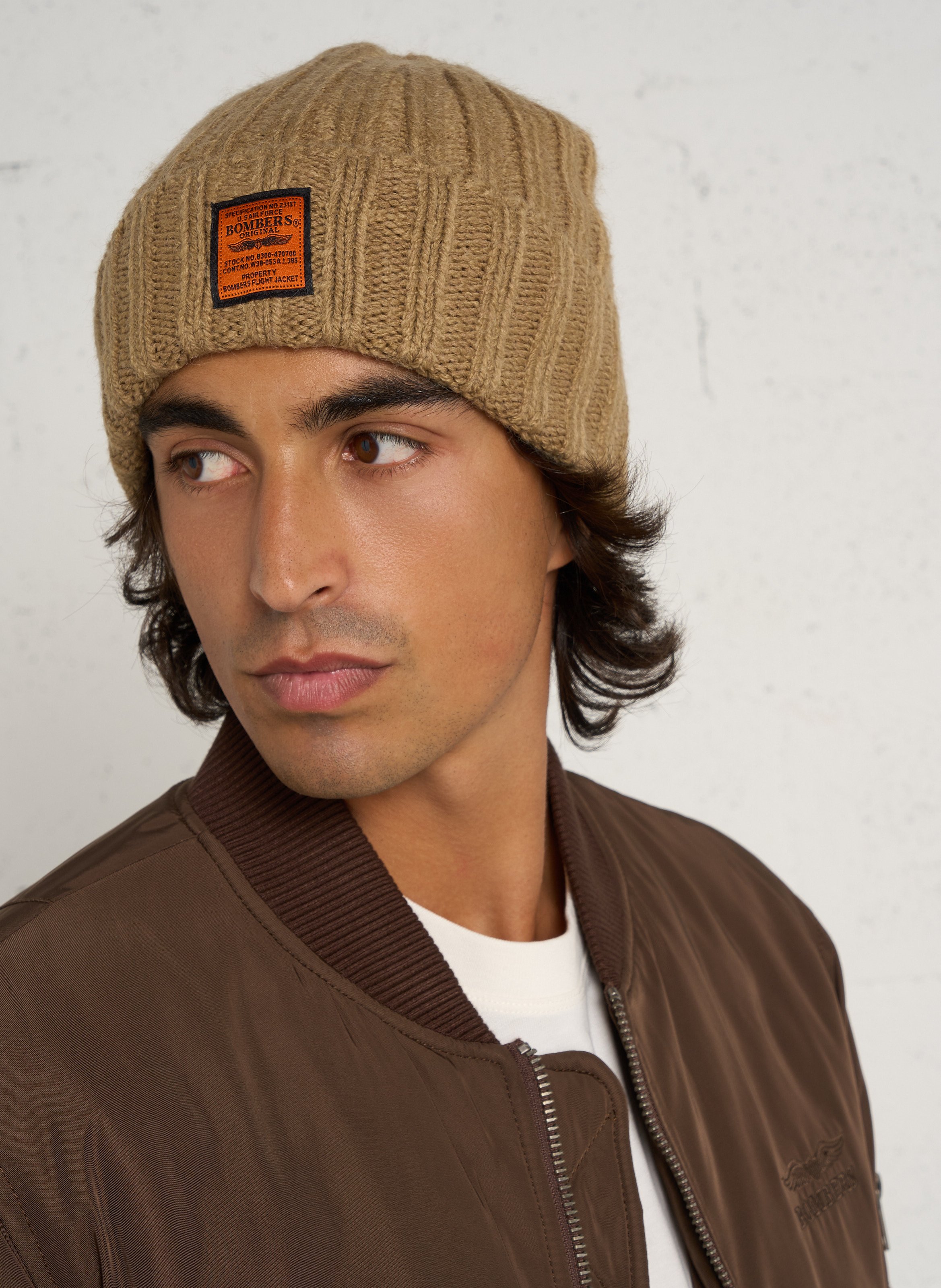 Mütze mit Umschlag BOMBERS ORIGINAL Beige