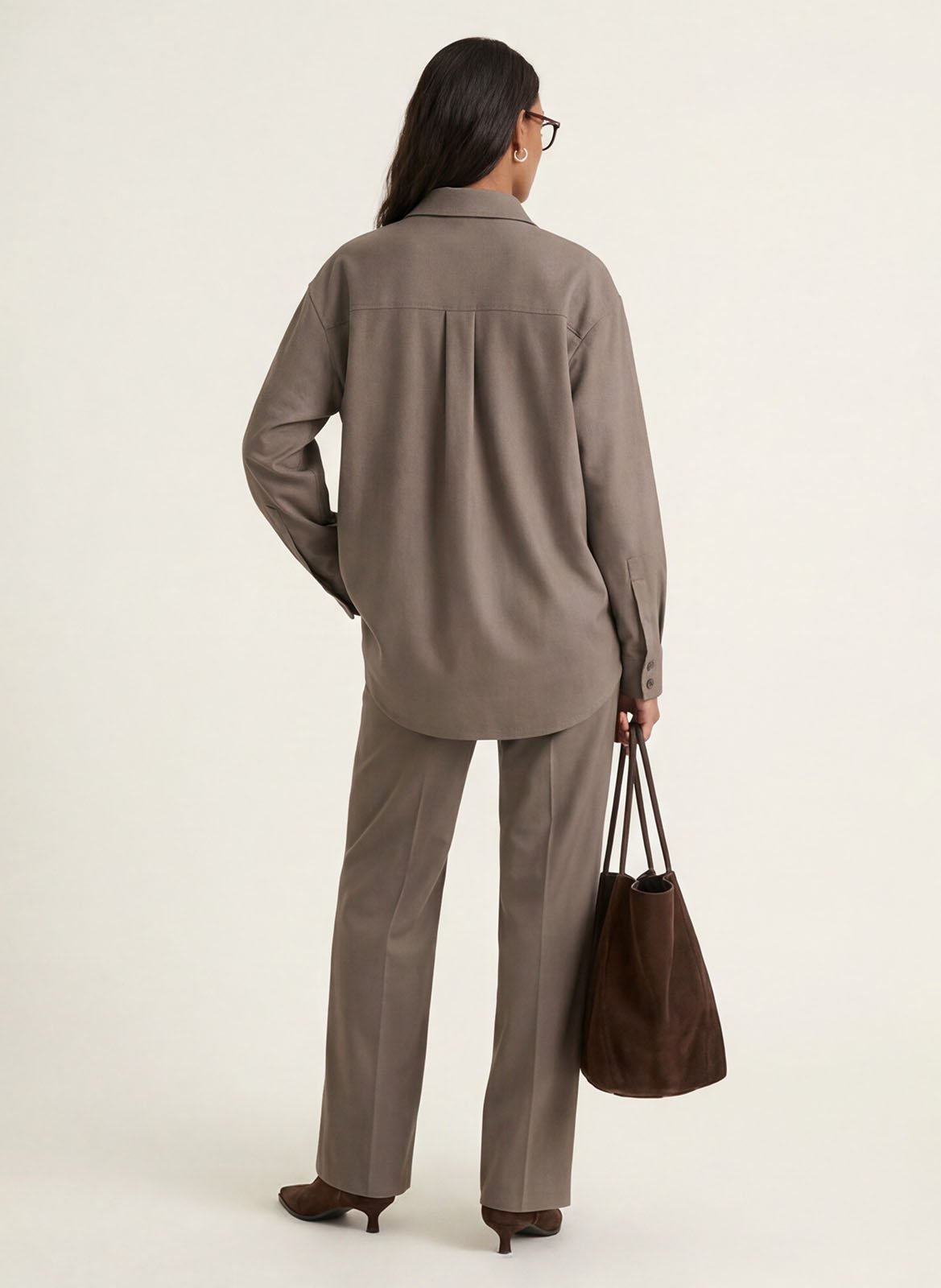 Rechte blouse met klassieke kraag KOOKAI Bruin