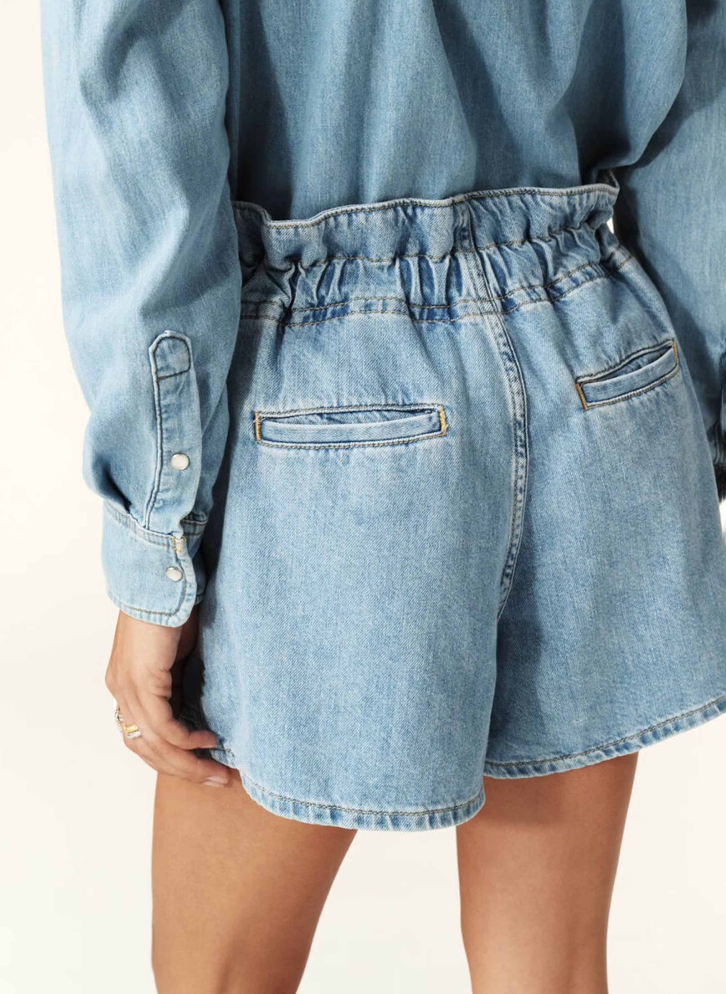 Short large taille haute en coton BA&SH Bleu