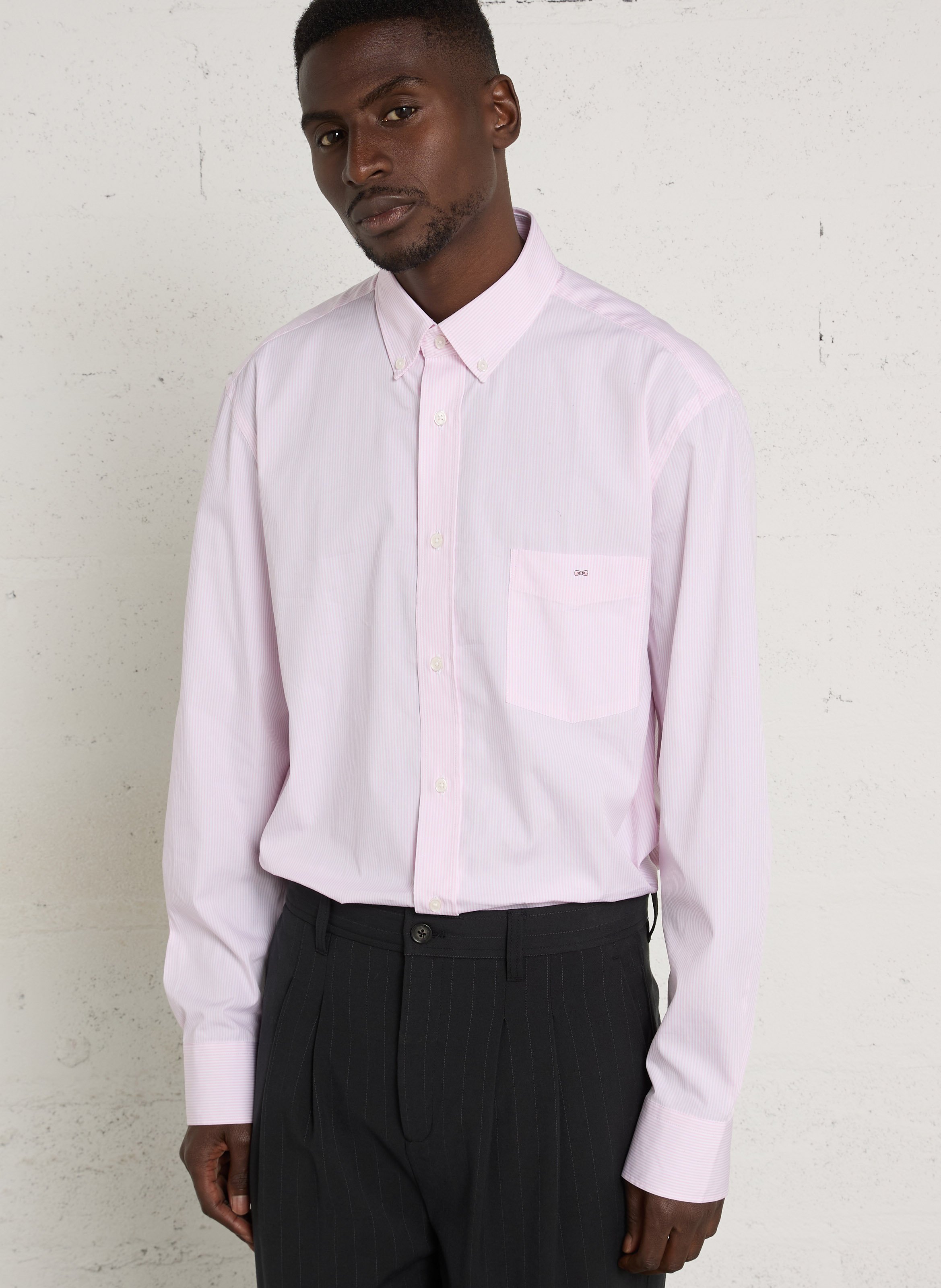 Chemise droite col américain rayée EDEN PARK Rose