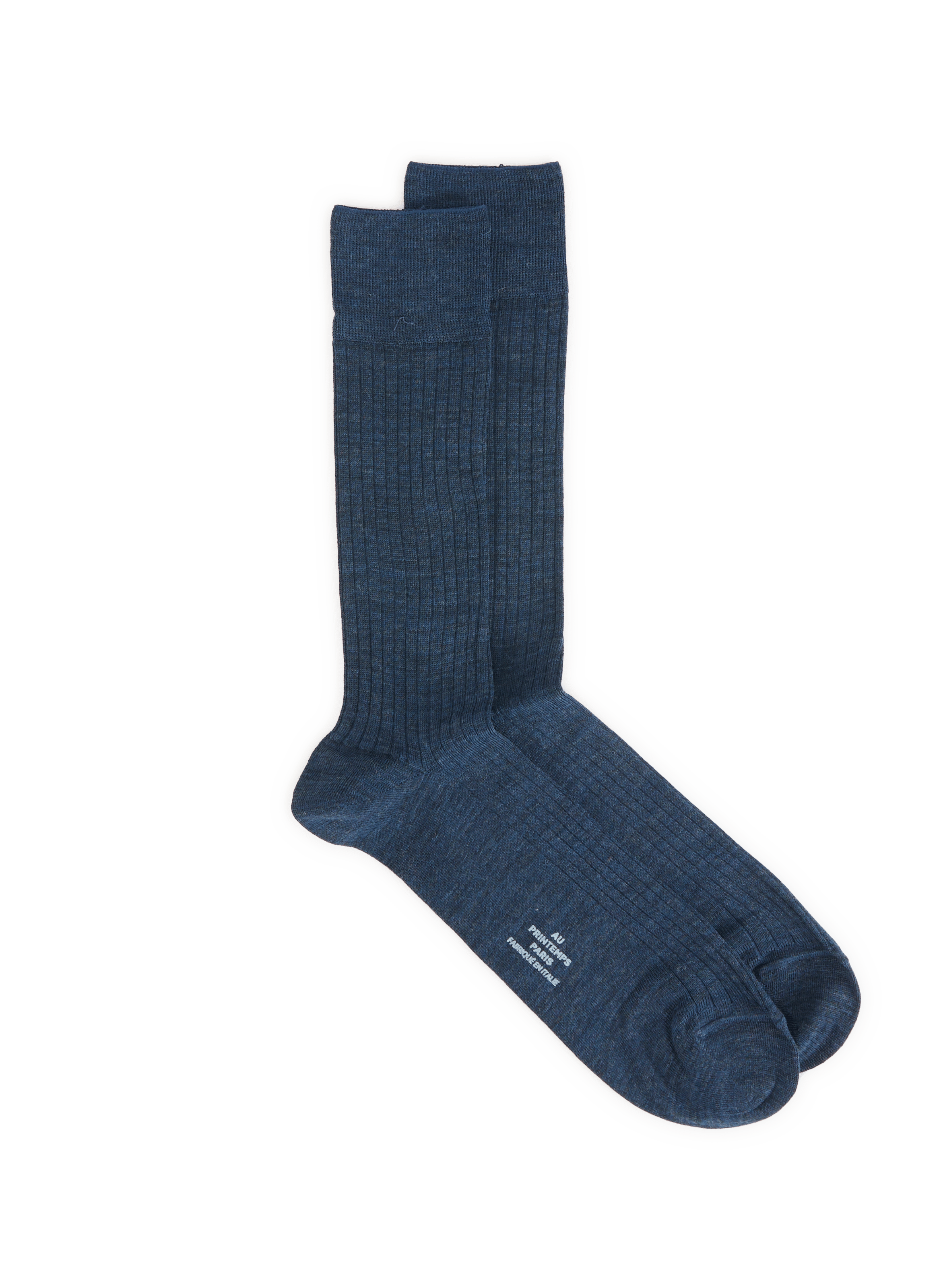 Ribbed knee-high socks in a merino wool blend AU PRINTEMPS PARIS Blue