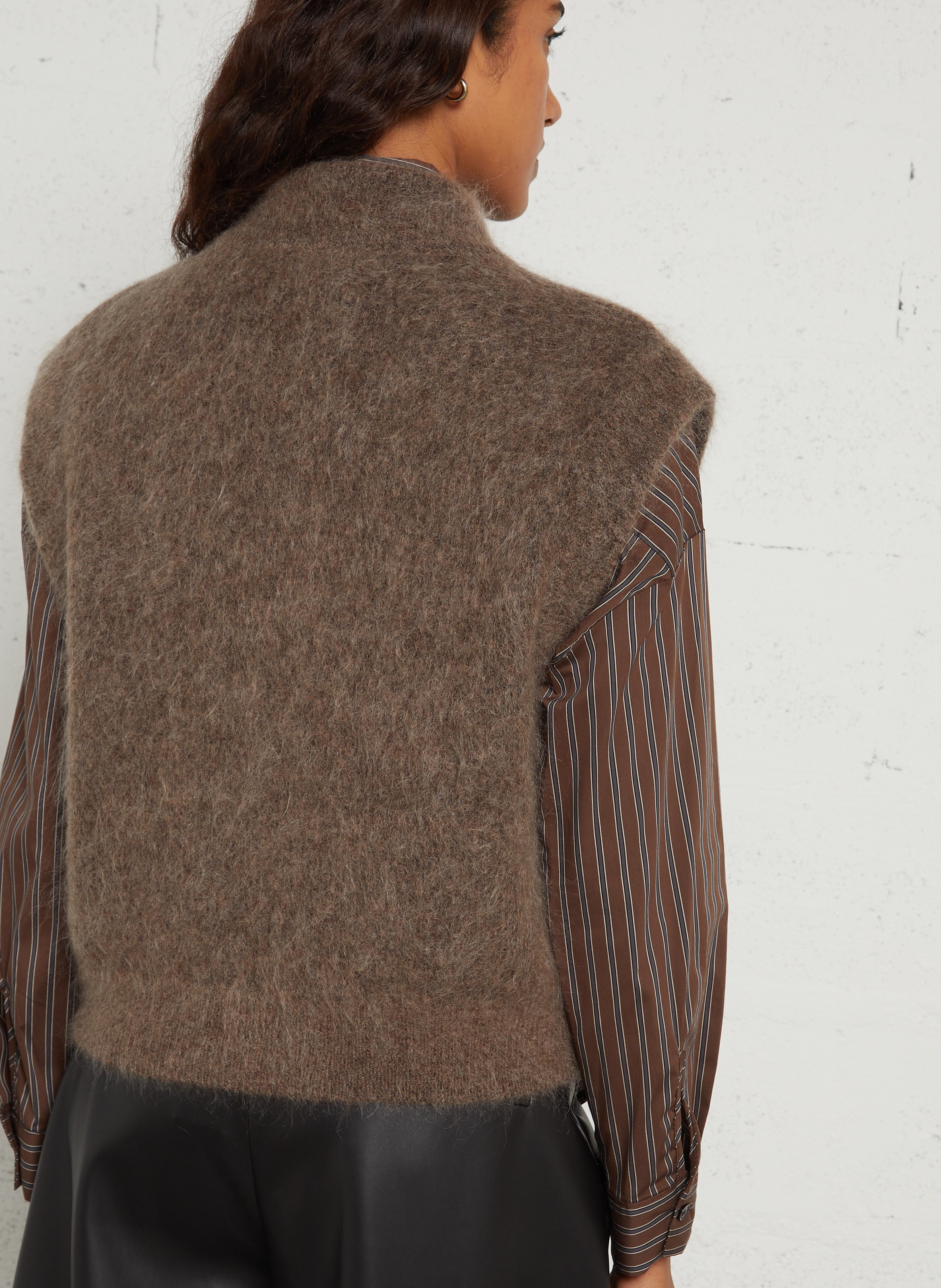 Gilet droit en mohair mélangé MAISON 123 Gris