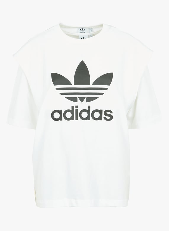 Katoenen t-Shirt met ronde hals en logo White Adidas Dames
