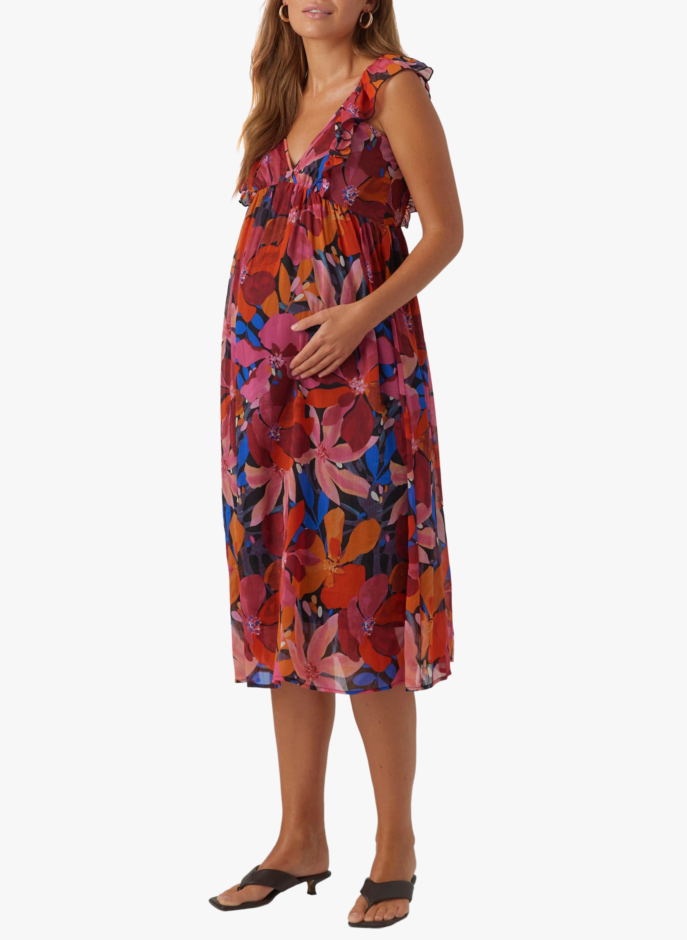 Short printed V-neck dress MAMALICIOUS Multicolored