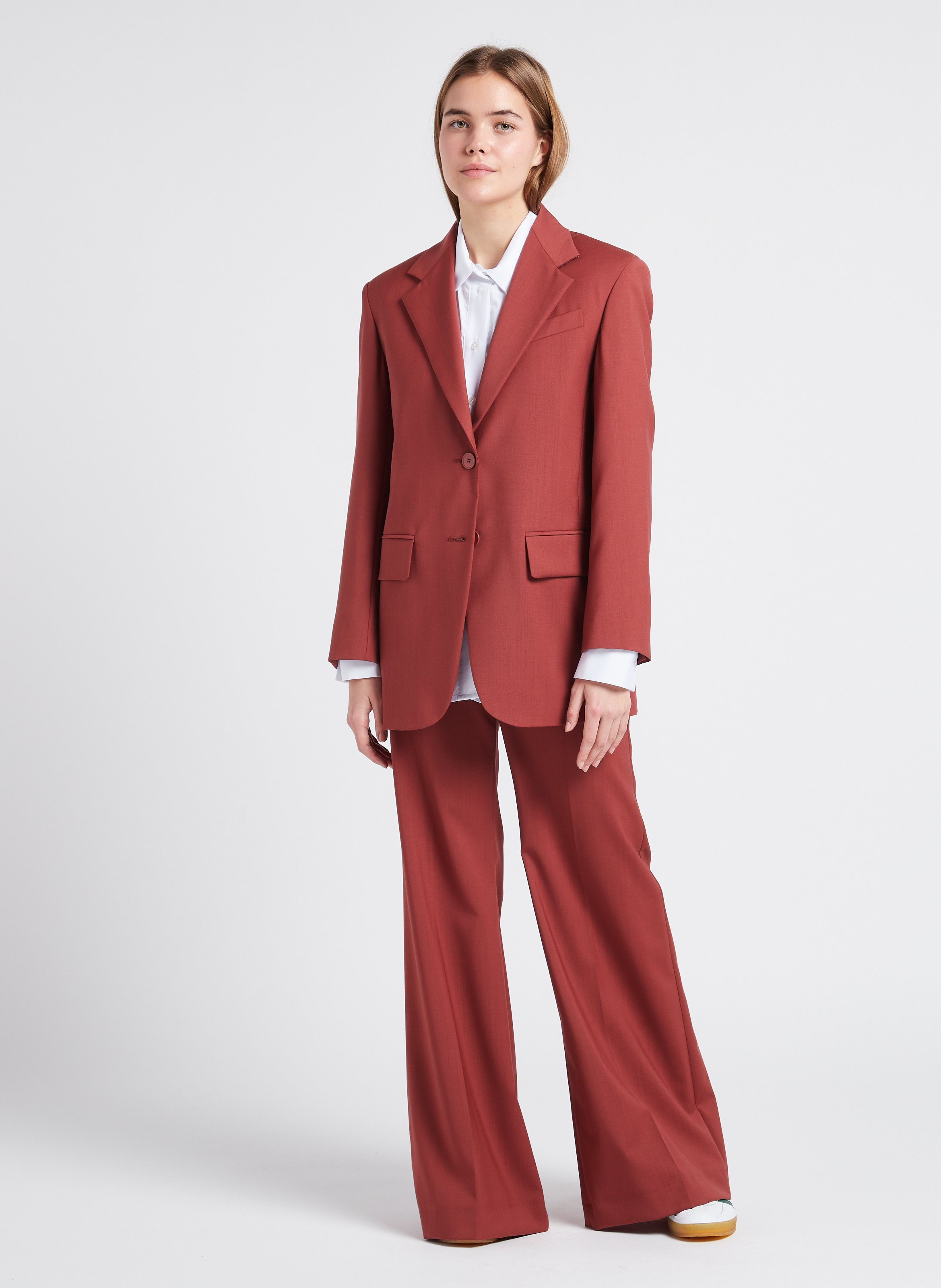 Straight virgin wool blazer with tailored collar MAX MARA WEEK END Red