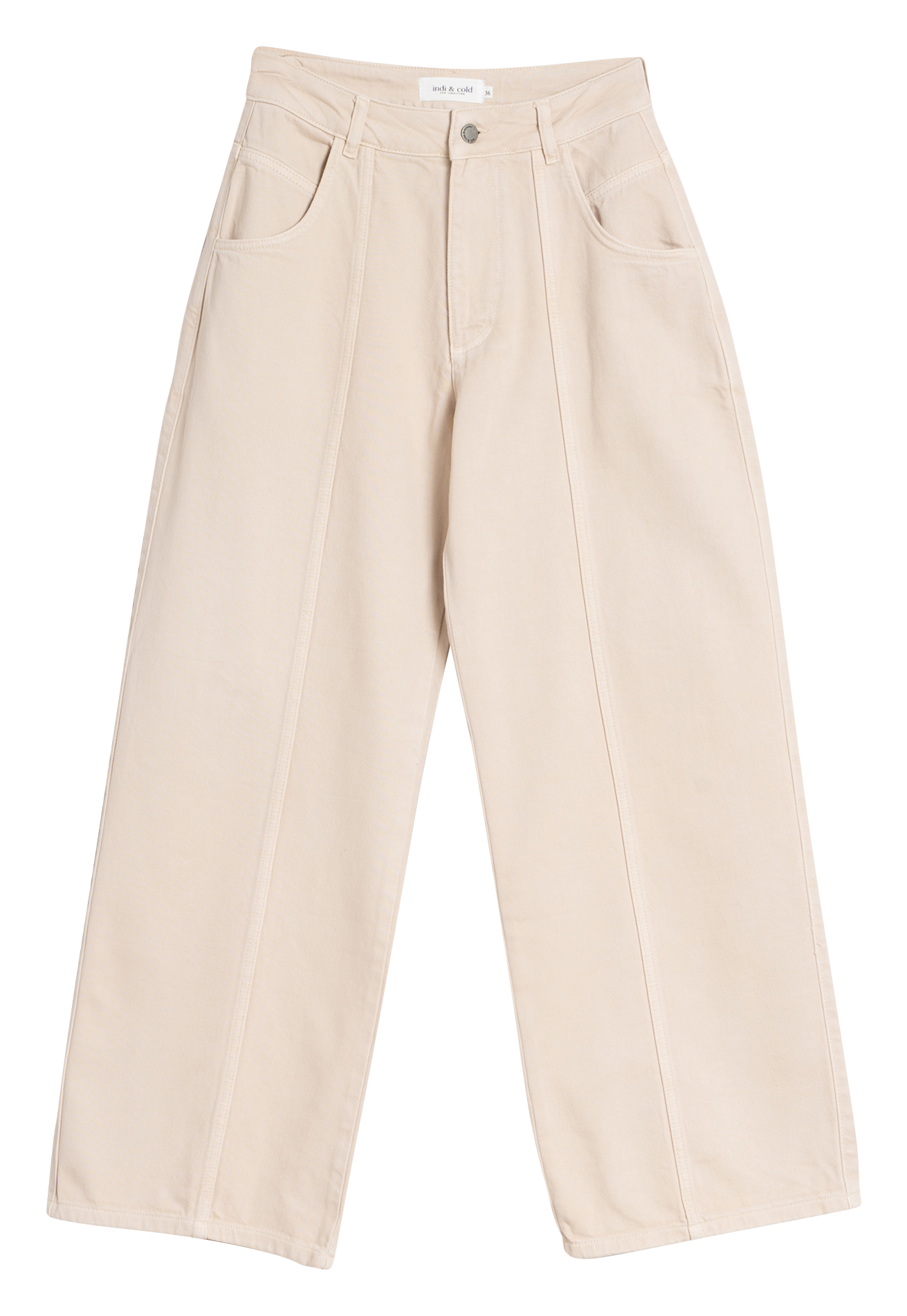 Jean large en coton mélangé INDI & COLD Beige