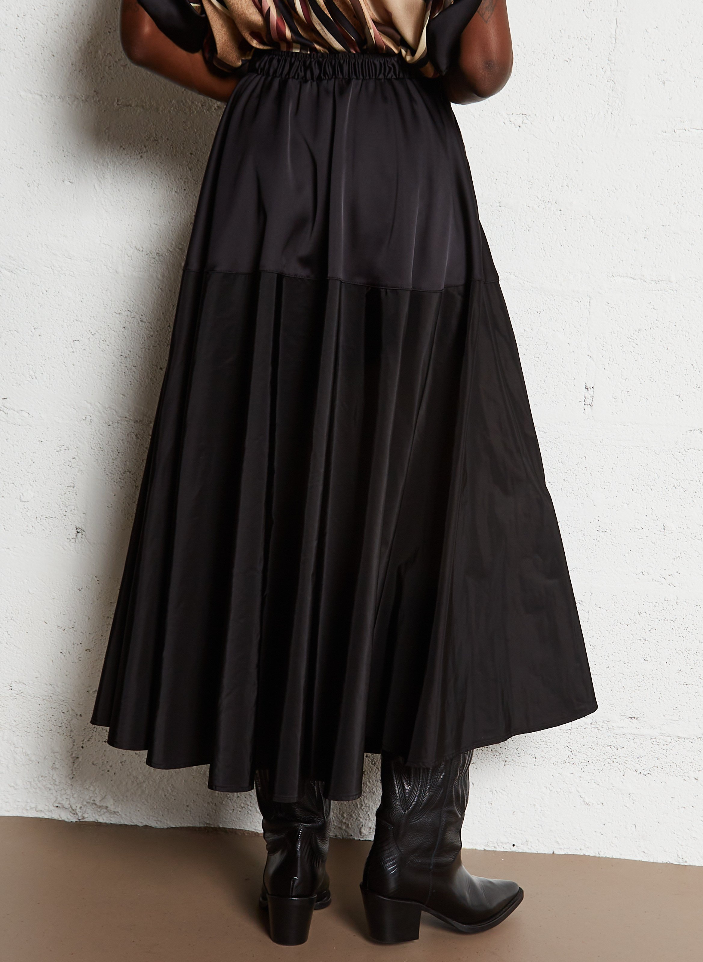 Midi-A-Linie-Rock aus zweifarbigem Material IMPERIAL Schwarz