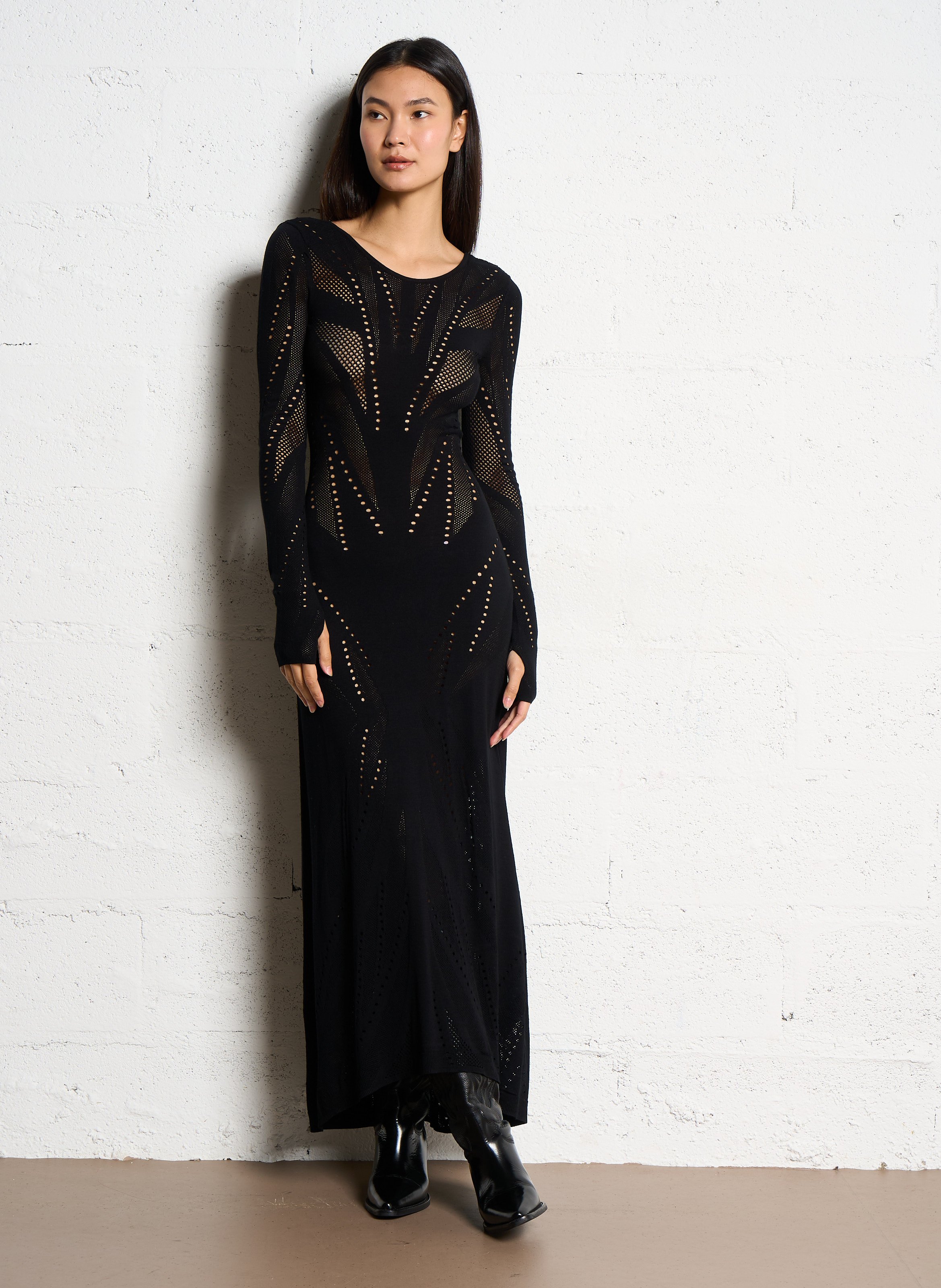 Robe longue moulante dentelle  MES DEMOISELLES Noir