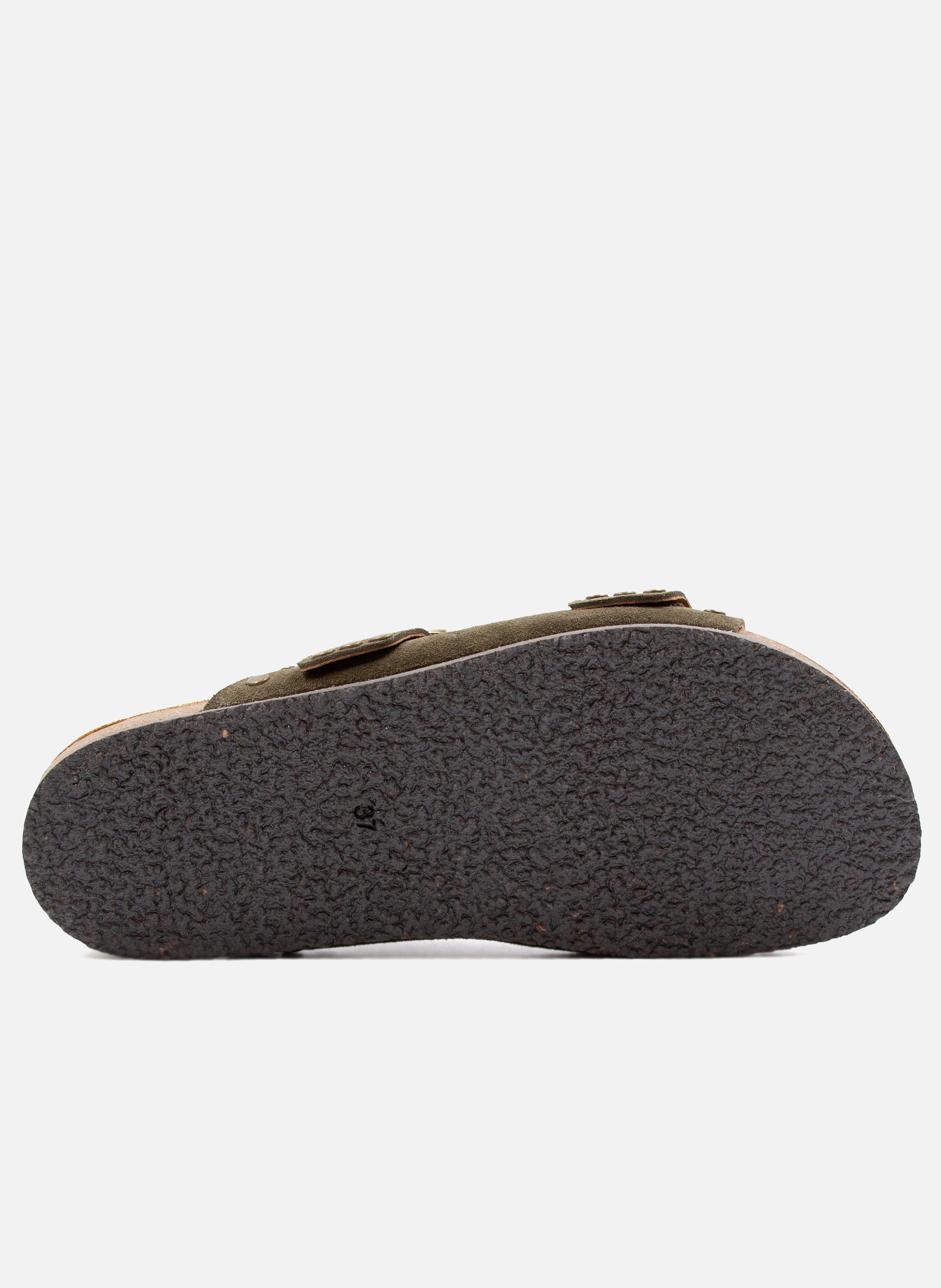 Cork studded leather suede mules JULES & JENN Green