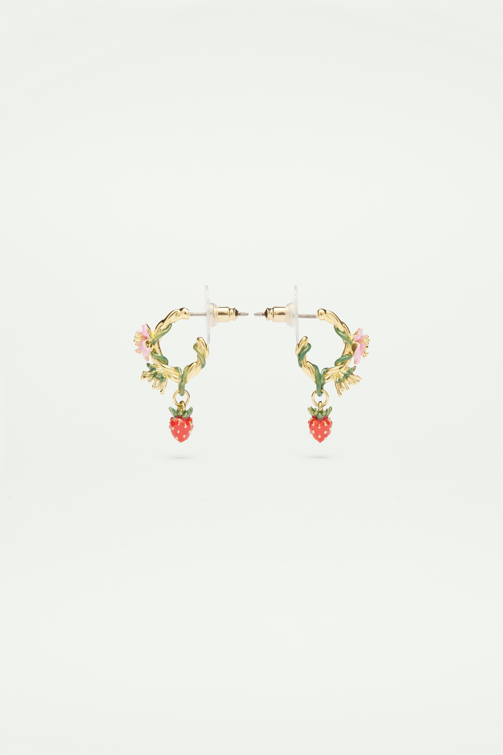 Wild Strawberry Hoop Stud Earrings LES NEREIDES Multicolored