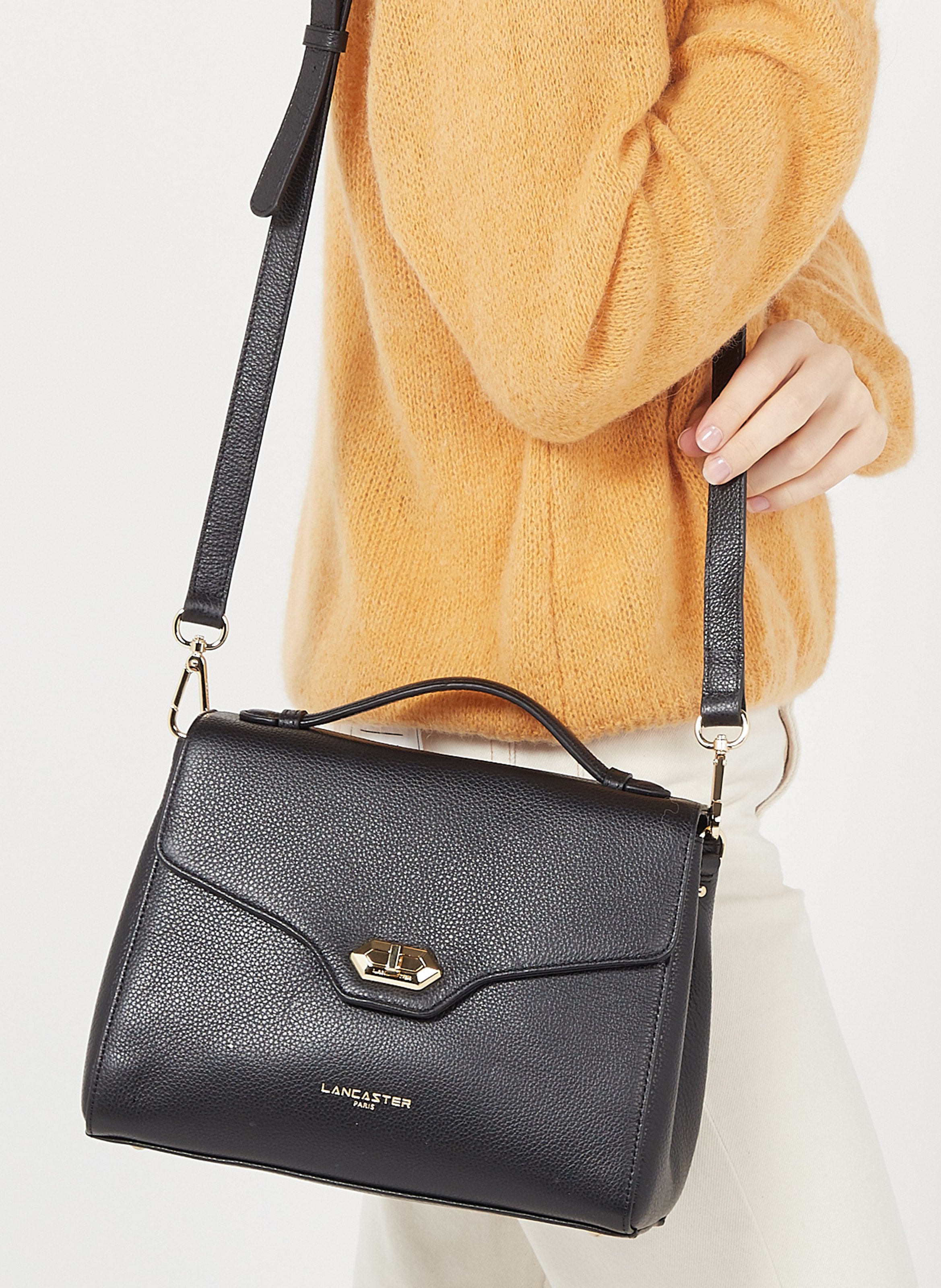Sac porté épaule en cuir LANCASTER PARIS Noir