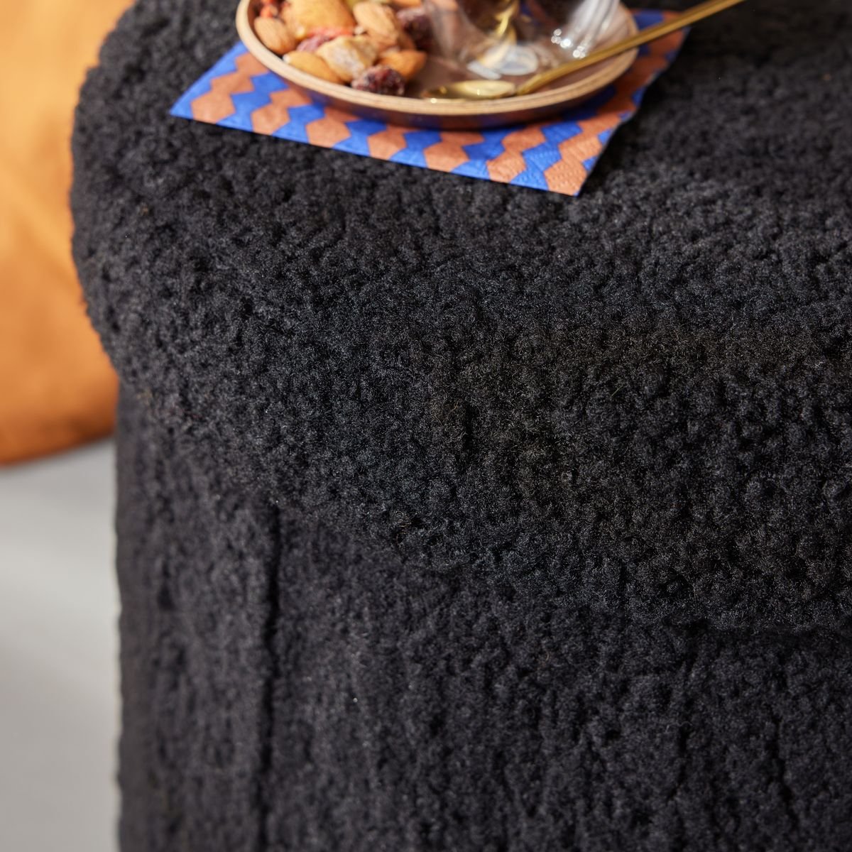 Round storage ottoman FACTORY Black