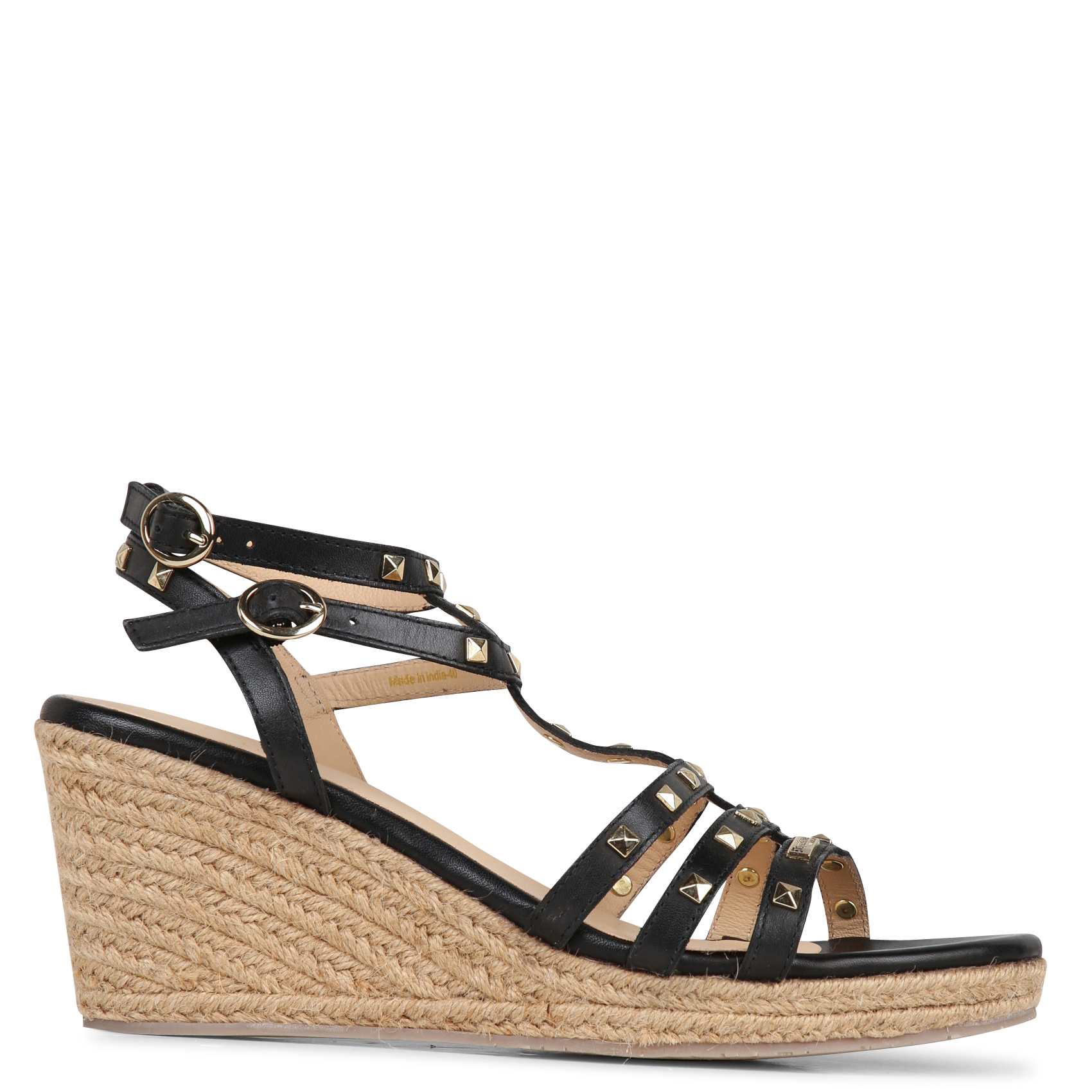 Sandales compensées en cuir Lili Noir Les Tropeziennes Par M