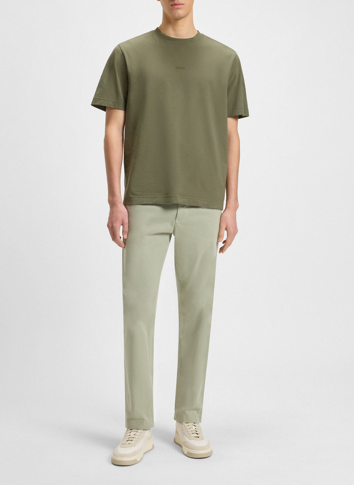 Basic cotton-mix T-shirt BOSS Khaki