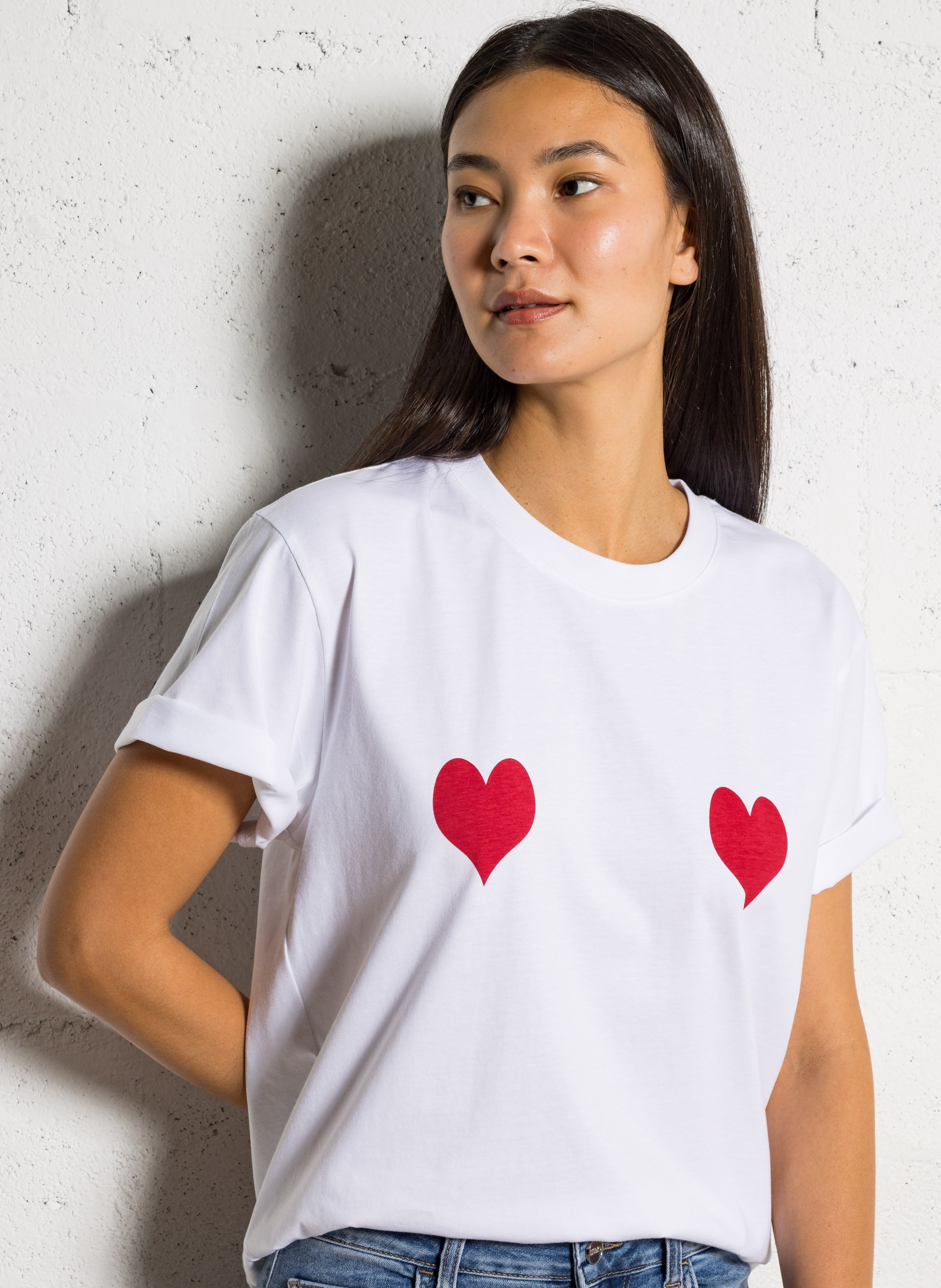 Printed straight cotton t-shirt ELISE CHALMIN White