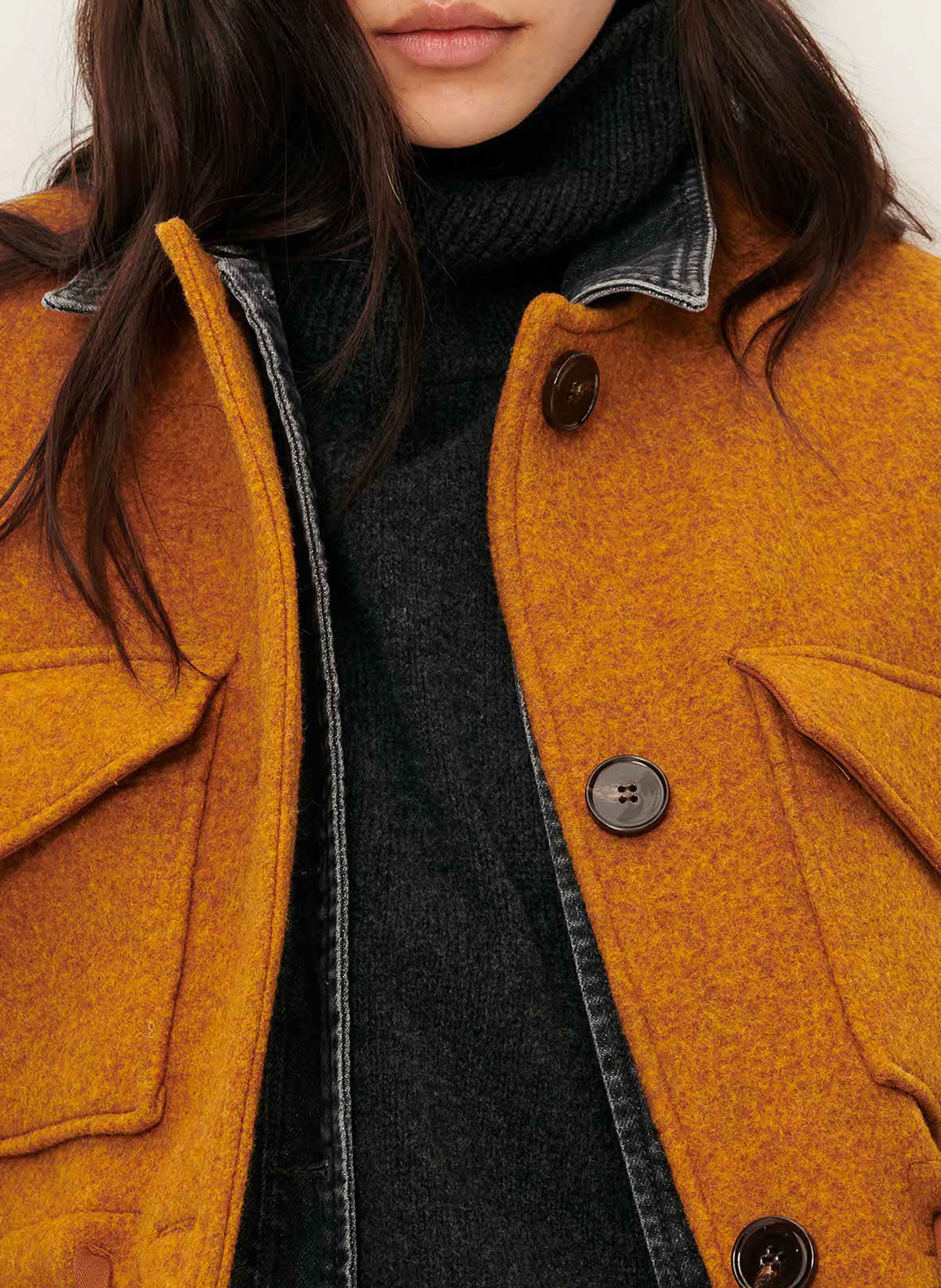 Round-neck wool-blend jacket SESSUN Orange