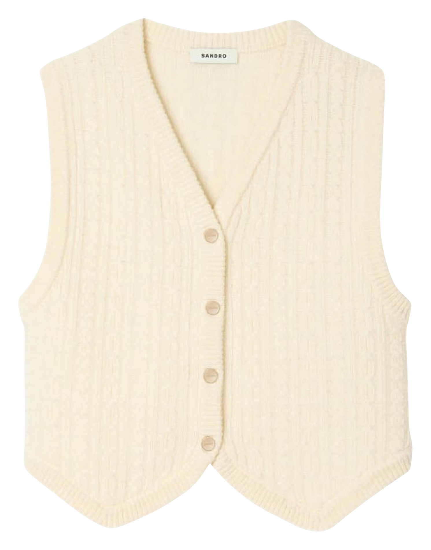Gilet col v sans manches en laine mélangée SANDRO Blanc