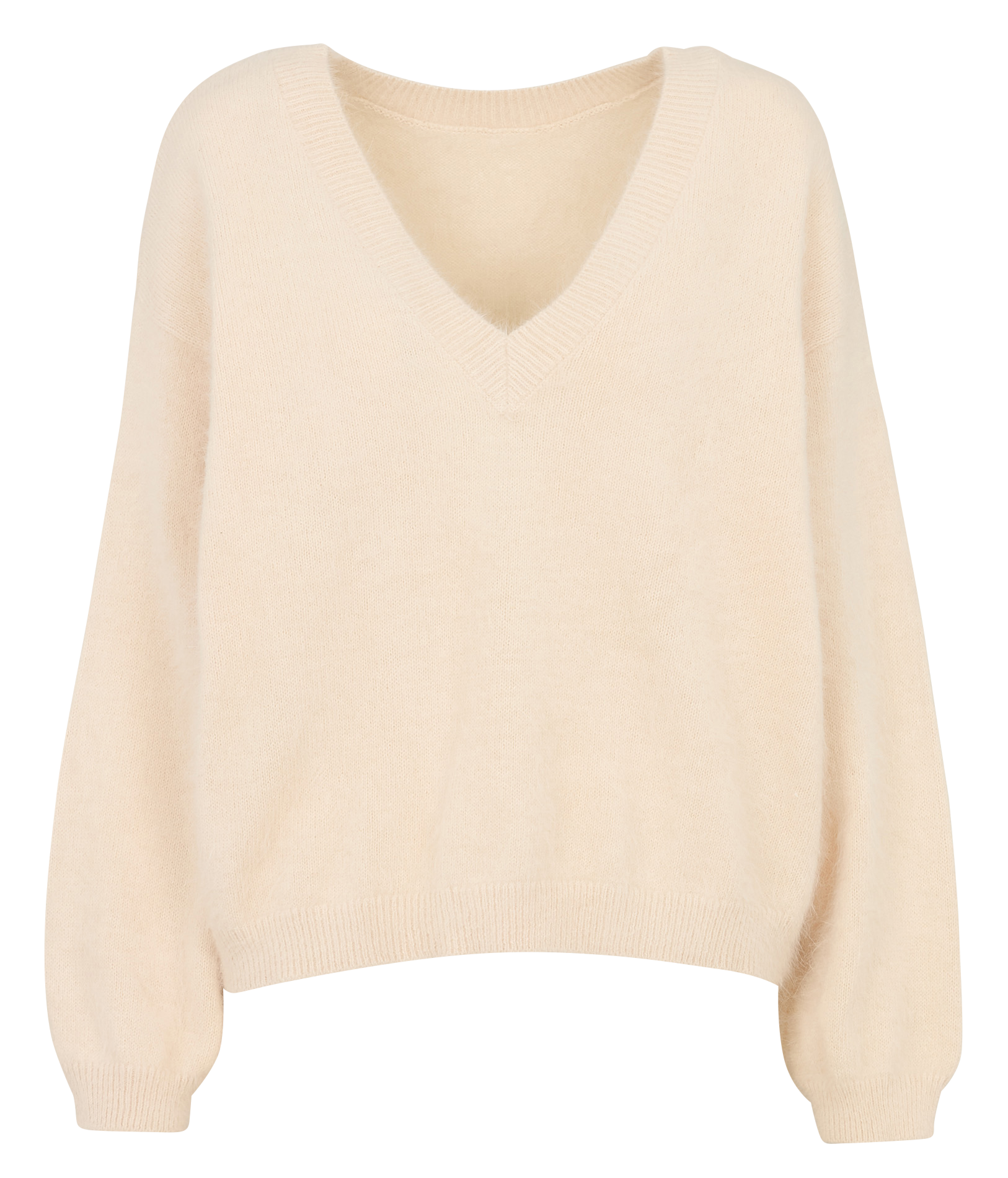 Pull devant dos ample en laine mélangée BELLEROSE Beige