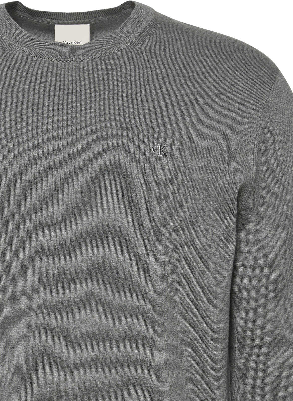 Sweat droit col rond en coton CALVIN KLEIN Gris