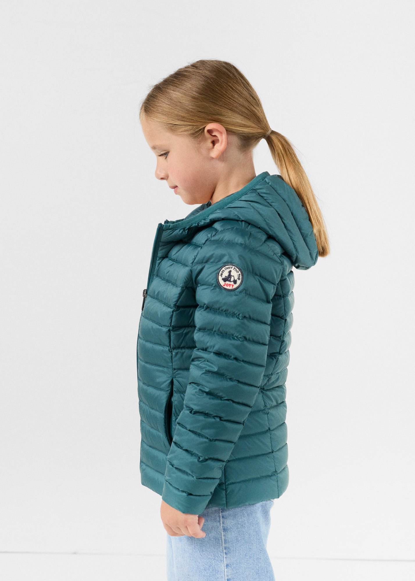 Carla lightweight hooded children's down jacket JOTT Green