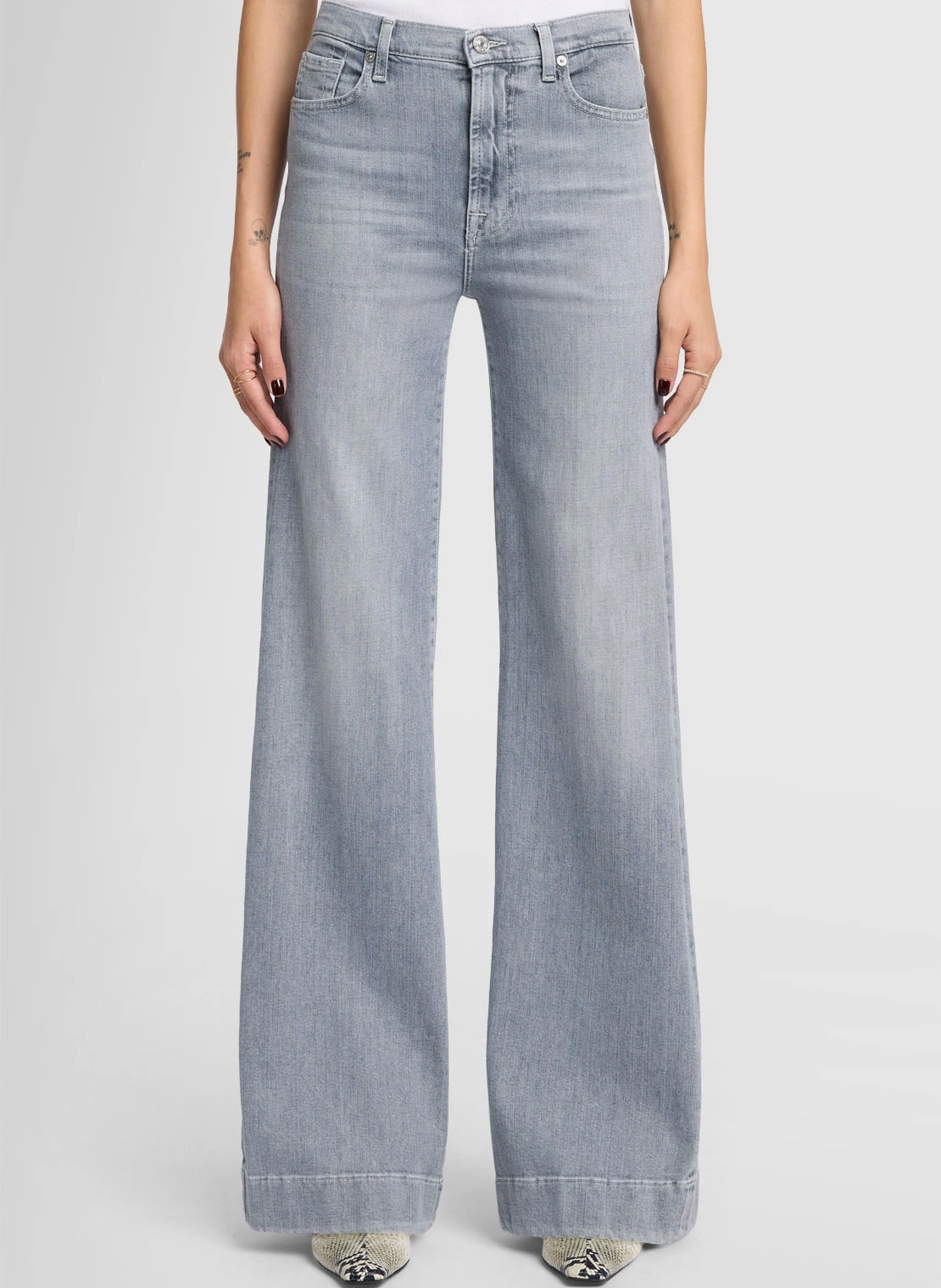 Flared jeans - katoenblend 7 FOR ALL MANKIND Grijs