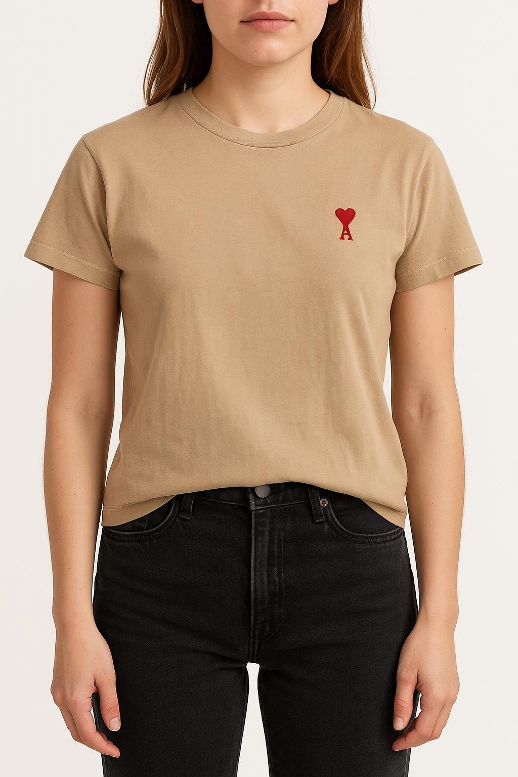 Tommy Badge T-shirt AMI PARIS - Seconde Main Beige