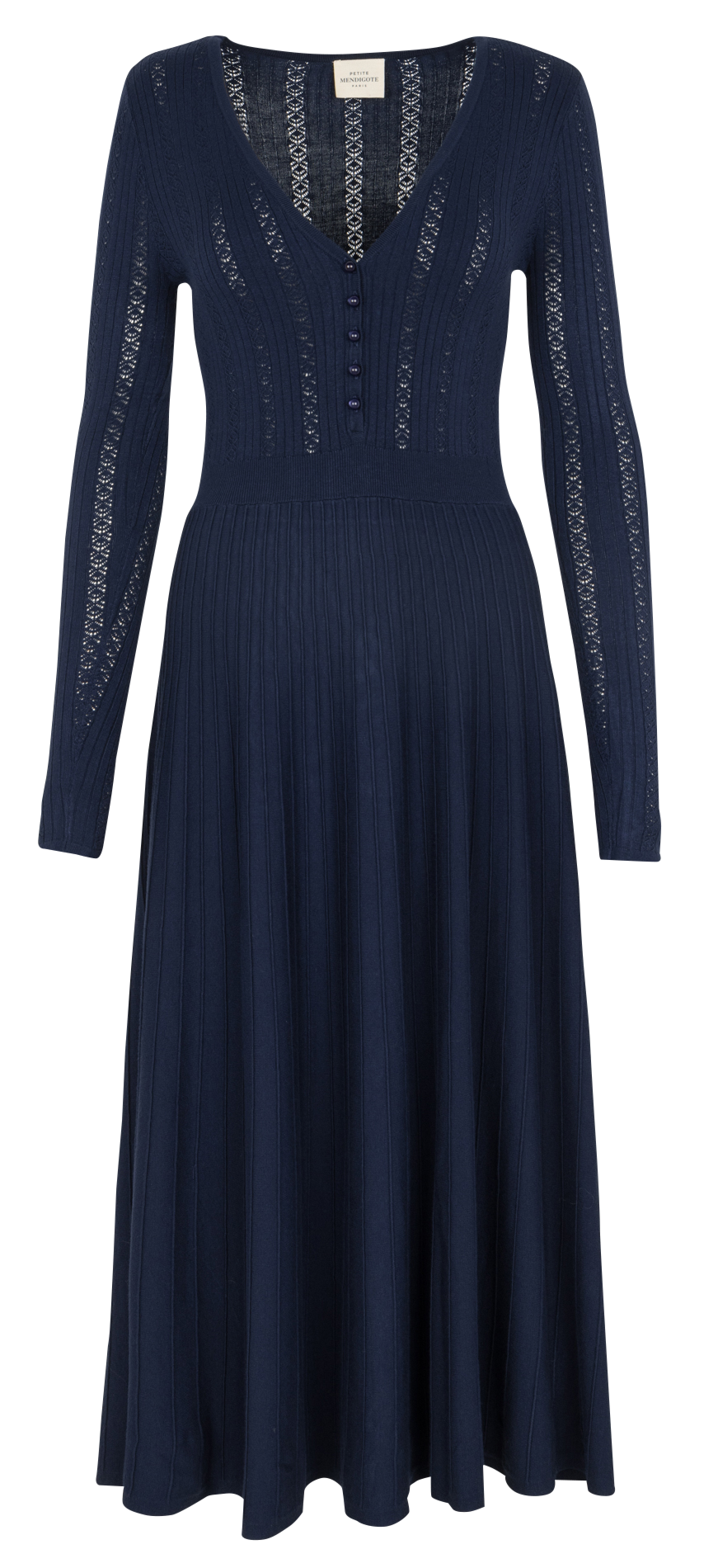 Midi dress with plunge V-neck PETITE MENDIGOTE Blue