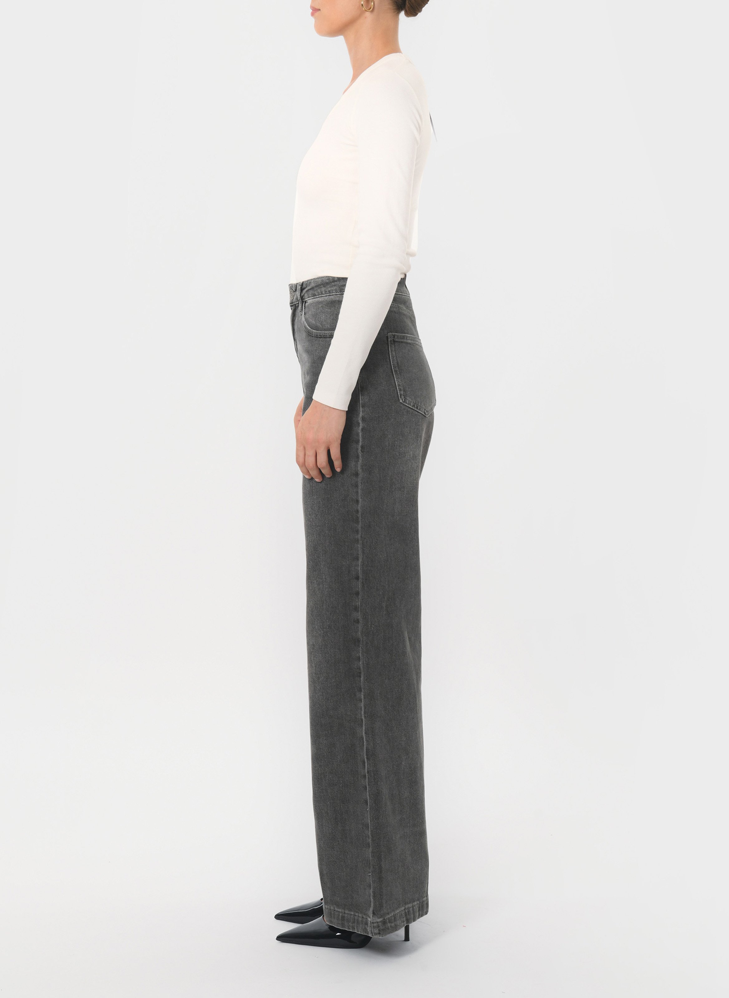 Cotton-blend straight jeans KOOKAI Grey