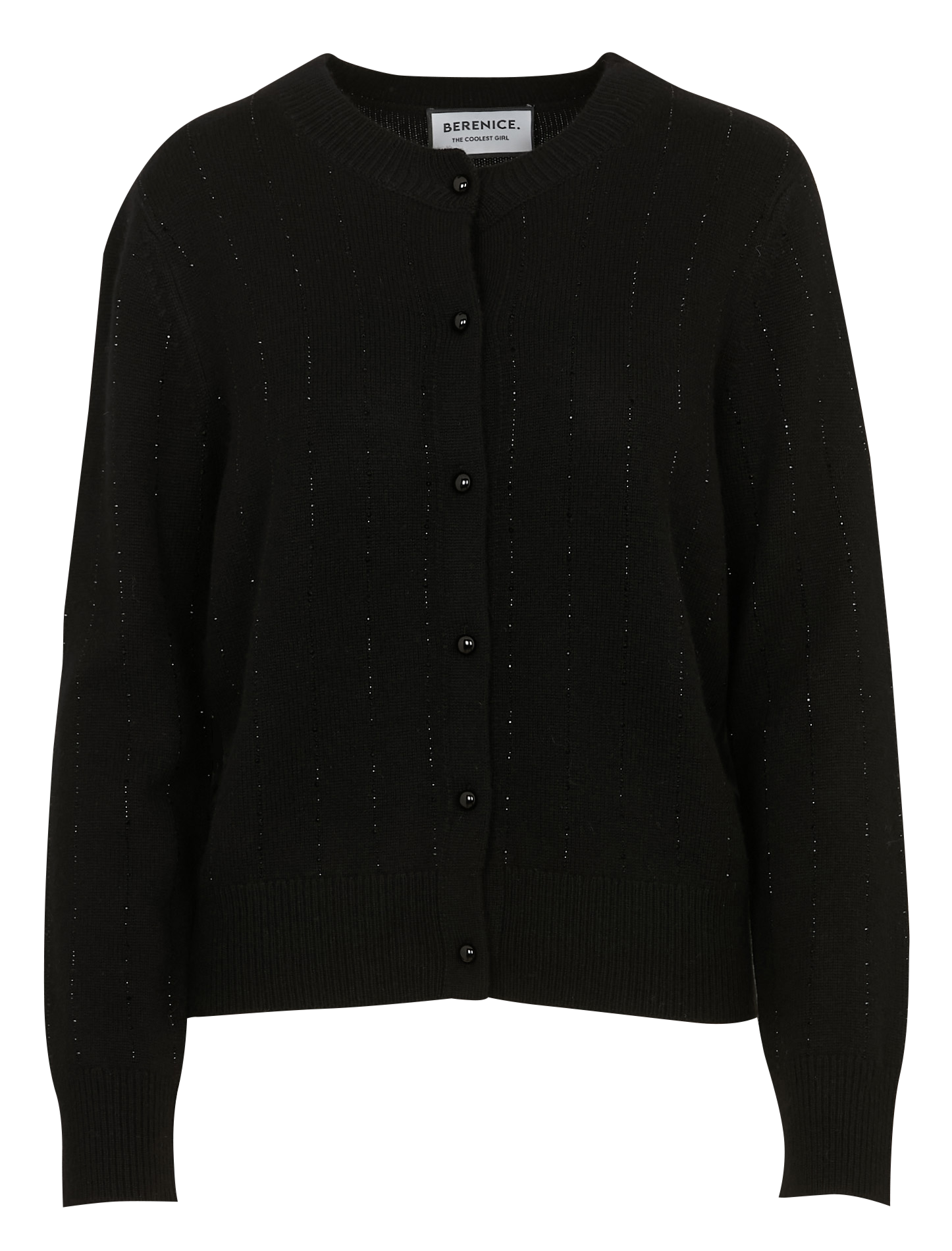 Weiter Rundhalsausschnitt Strass Oversize-Weste aus Merinowolle und Kaschmir BERENICE Schwarz