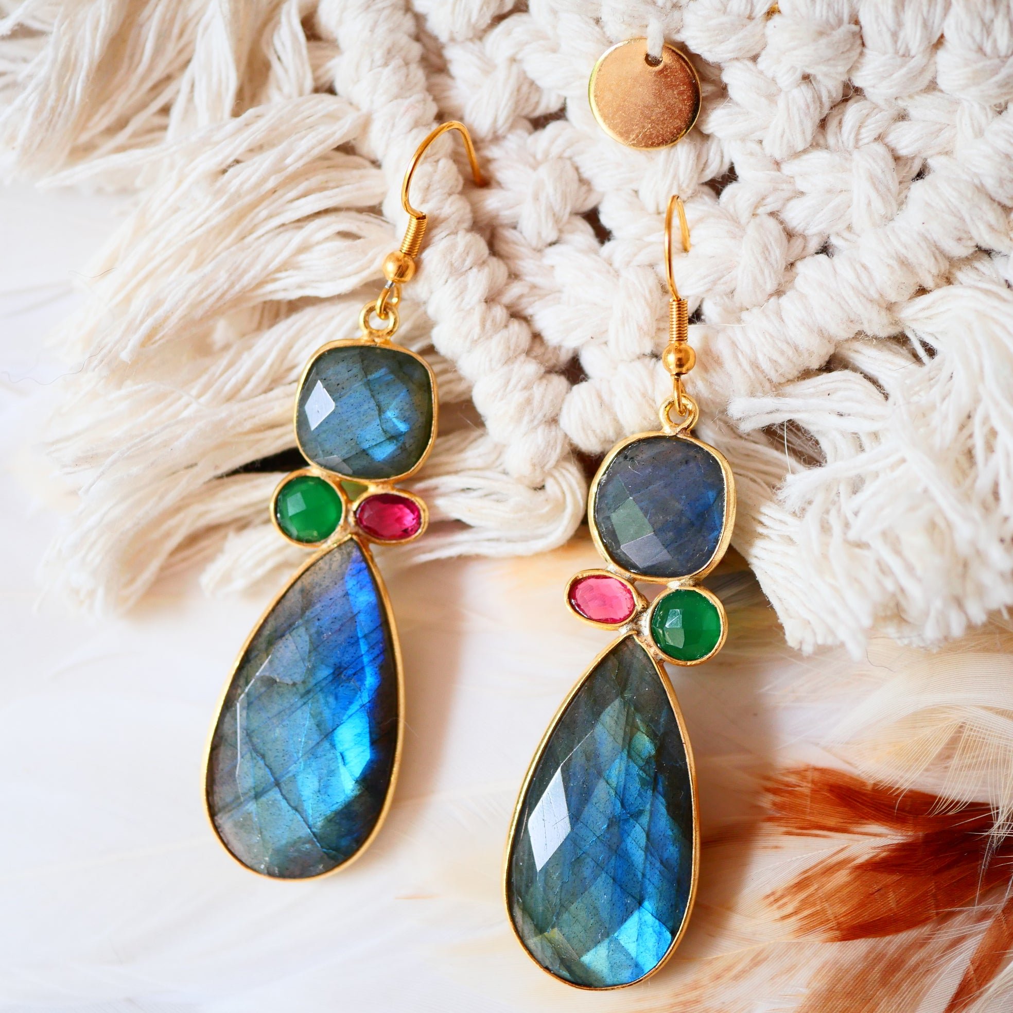 Labradorite earrings GINANDGER Grey