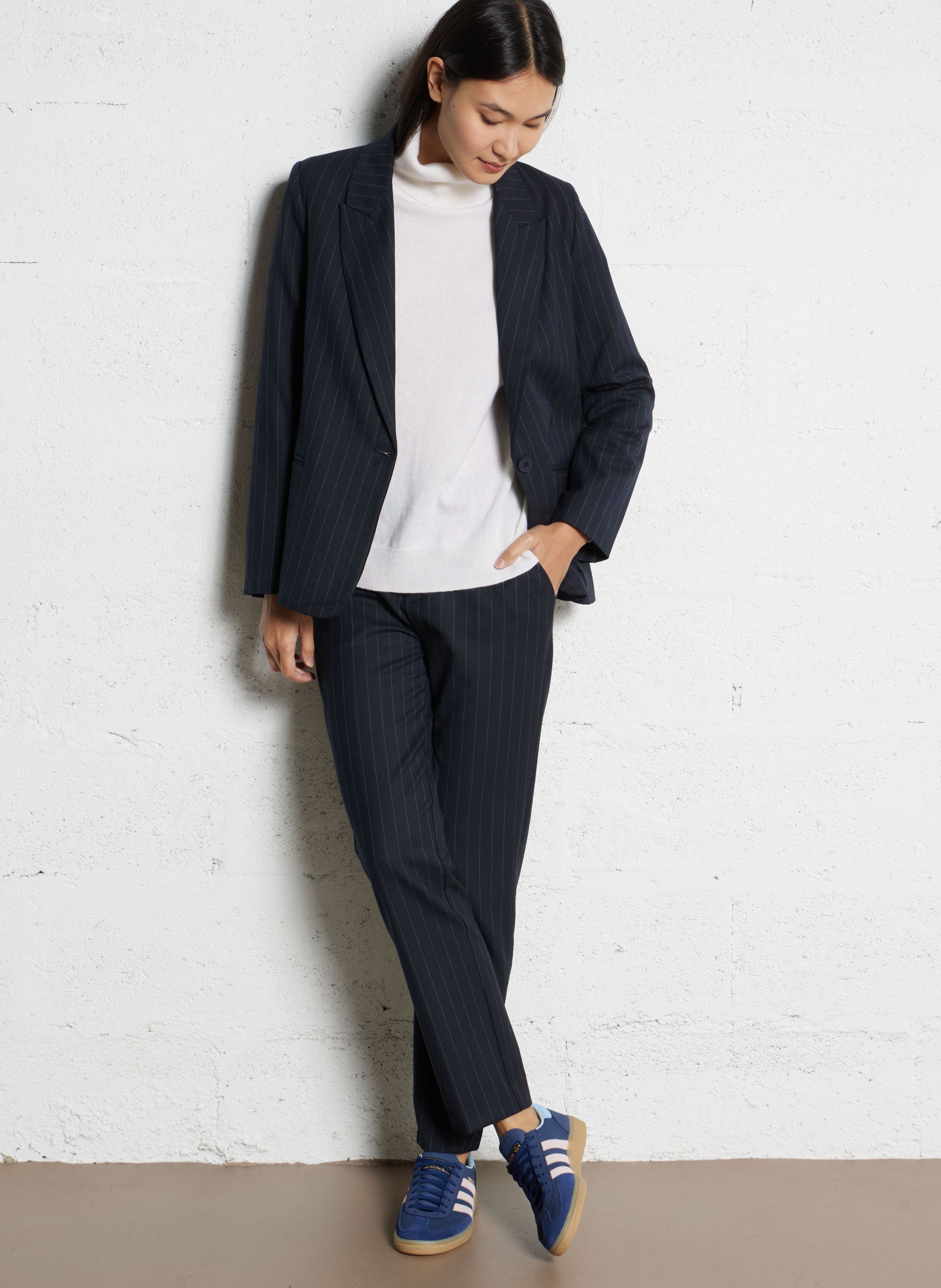 Gerade geschnittener, gestreifter Blazer SUD EXPRESS Blau