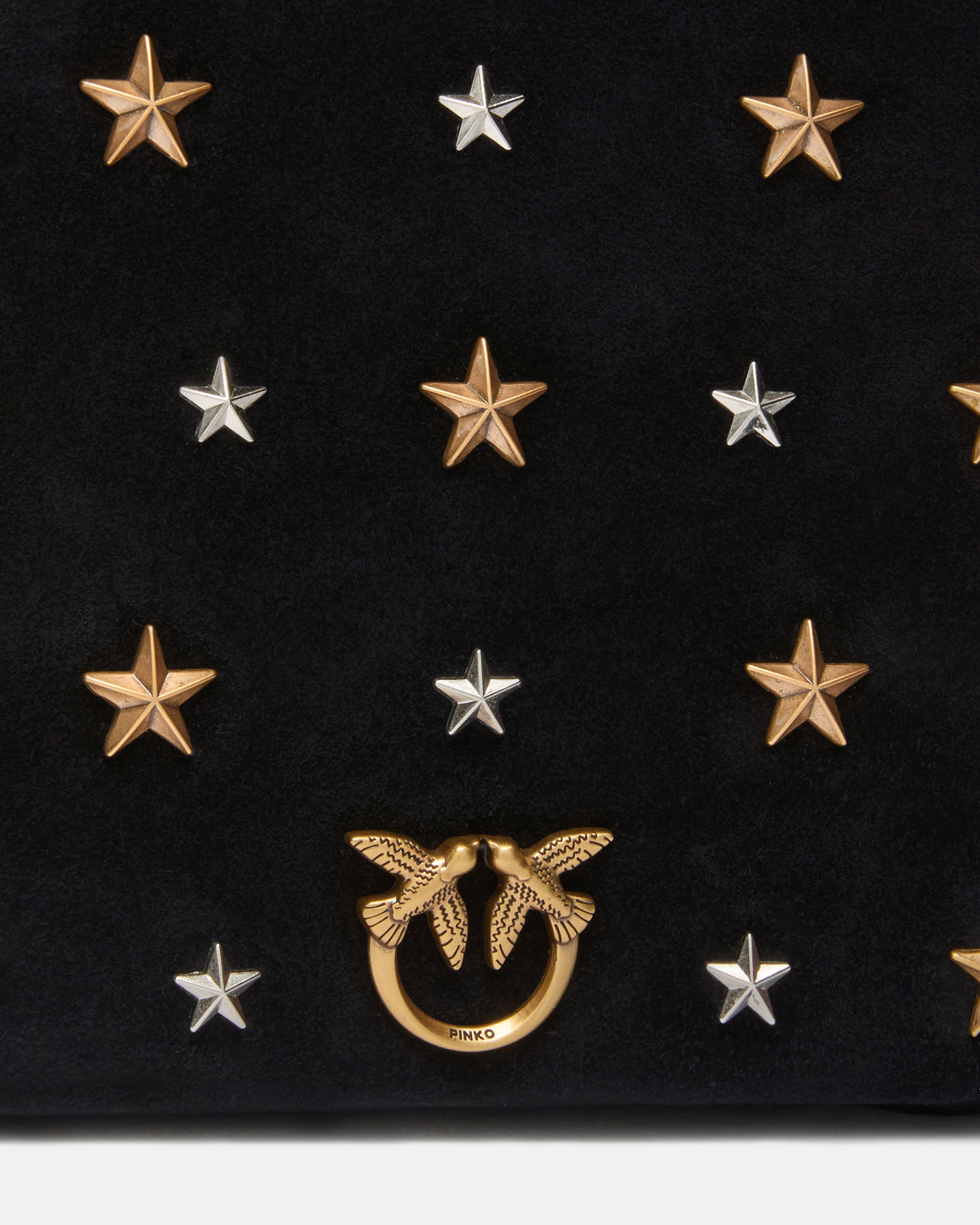 Small shoulder bag mini slouchy bag in suede with star-shaped studs PINKO Black