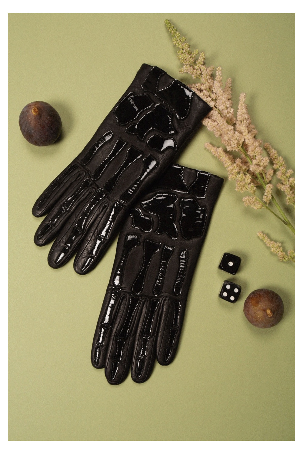 Alpaca-lined leather gloves AGNELLE Black