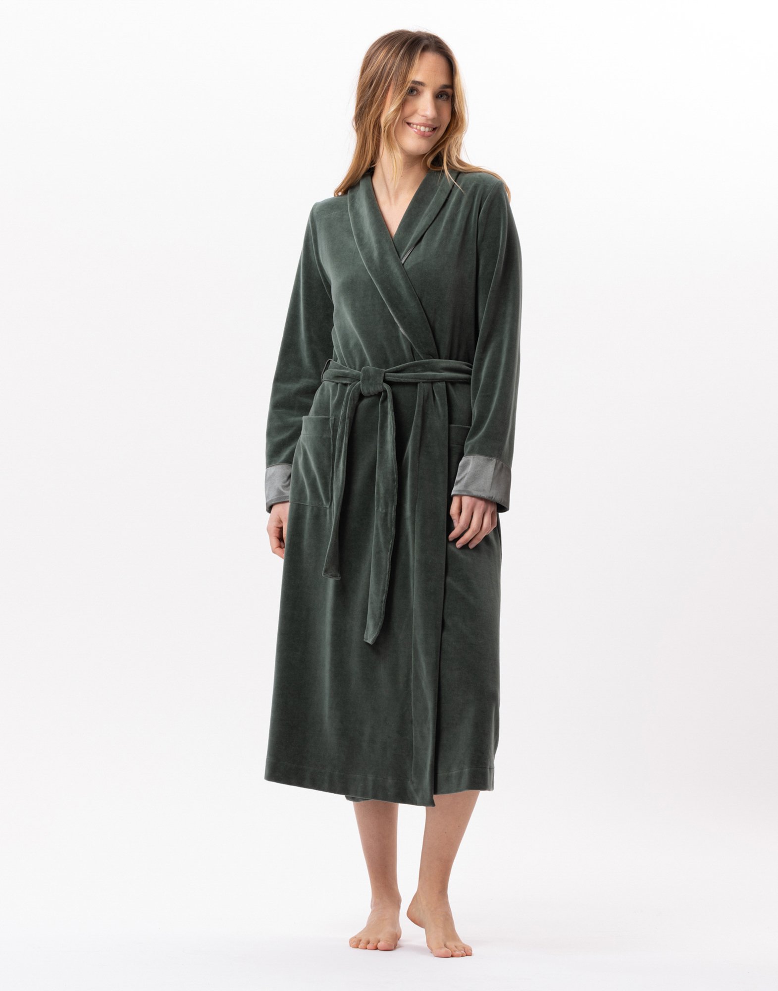Crossed velvet dressing gown LE CHAT Green