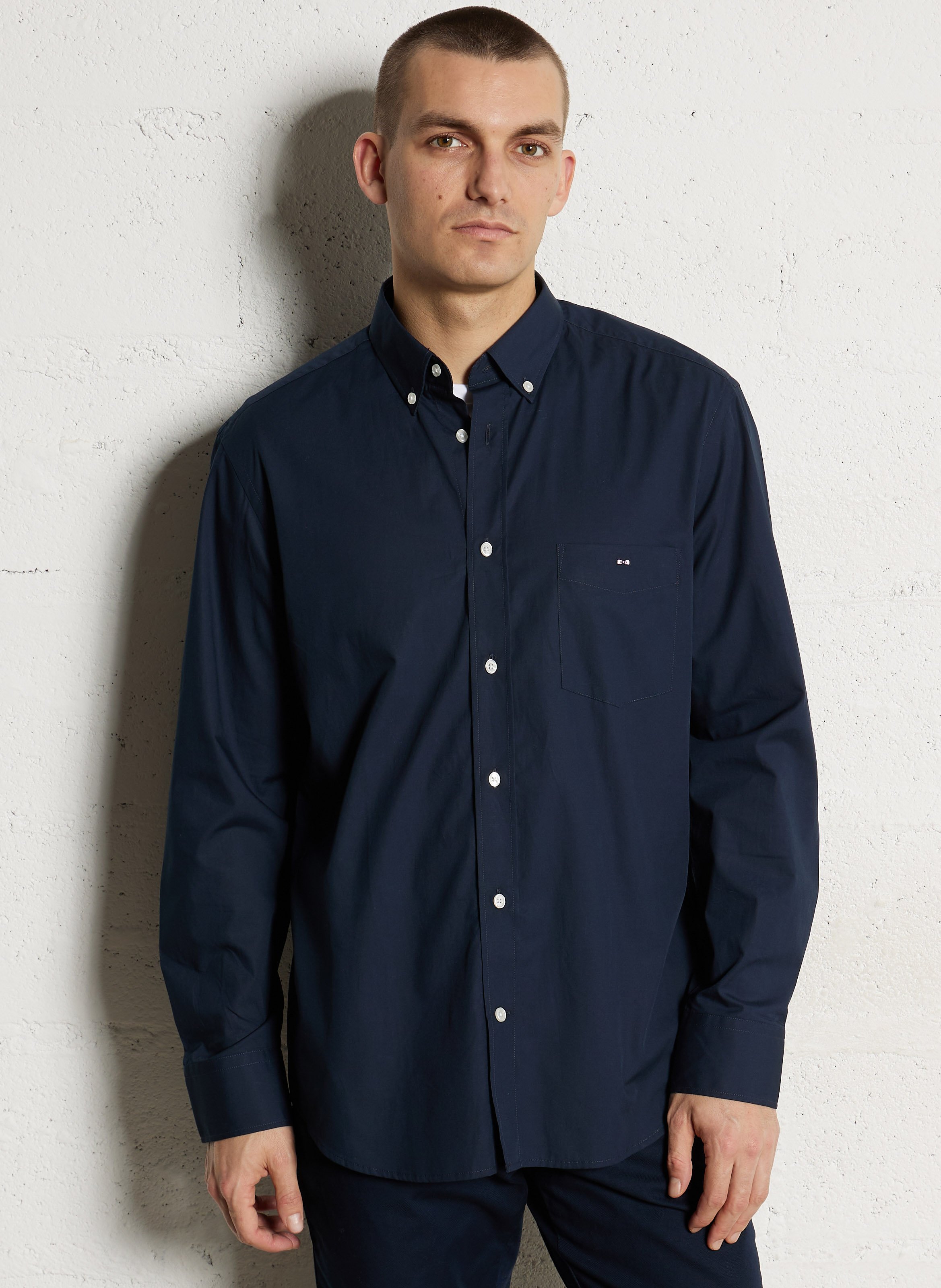 Chemise droite col classique en coton EDEN PARK Bleu