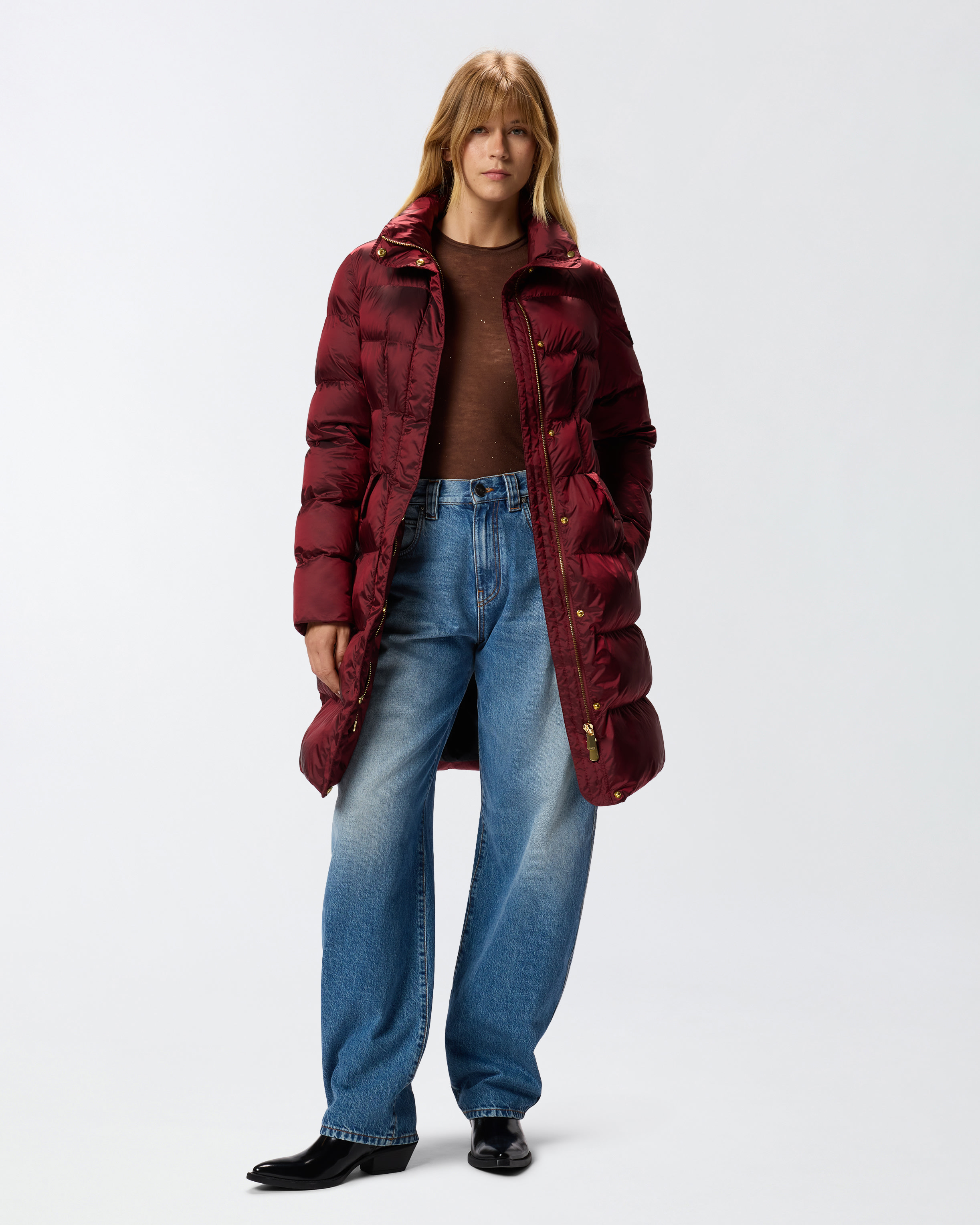 Long semi-shiny puffer coat PINKO Multicolored